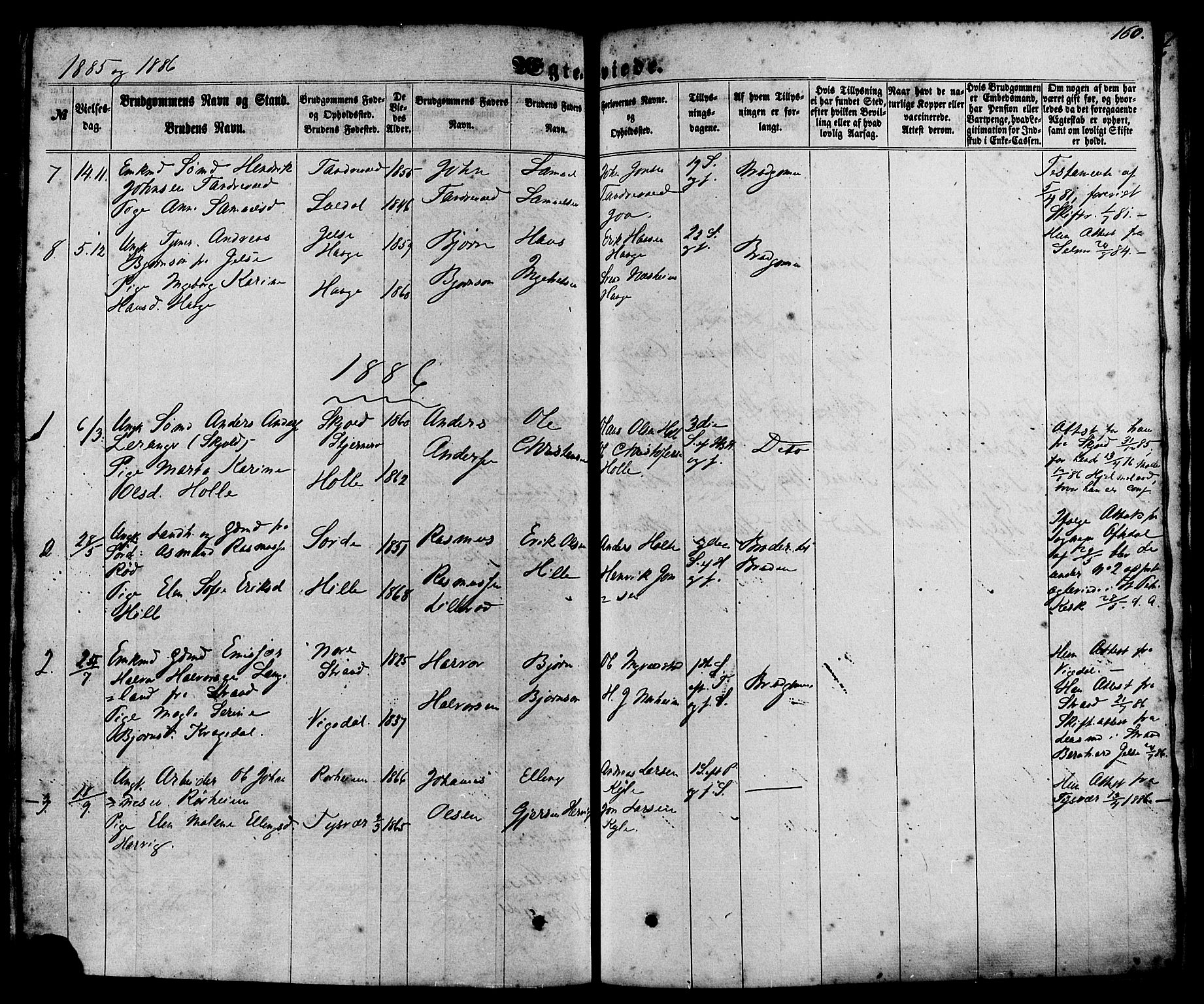 Nedstrand sokneprestkontor, AV/SAST-A-101841/01/IV: Parish register (official) no. A 10, 1861-1887, p. 160