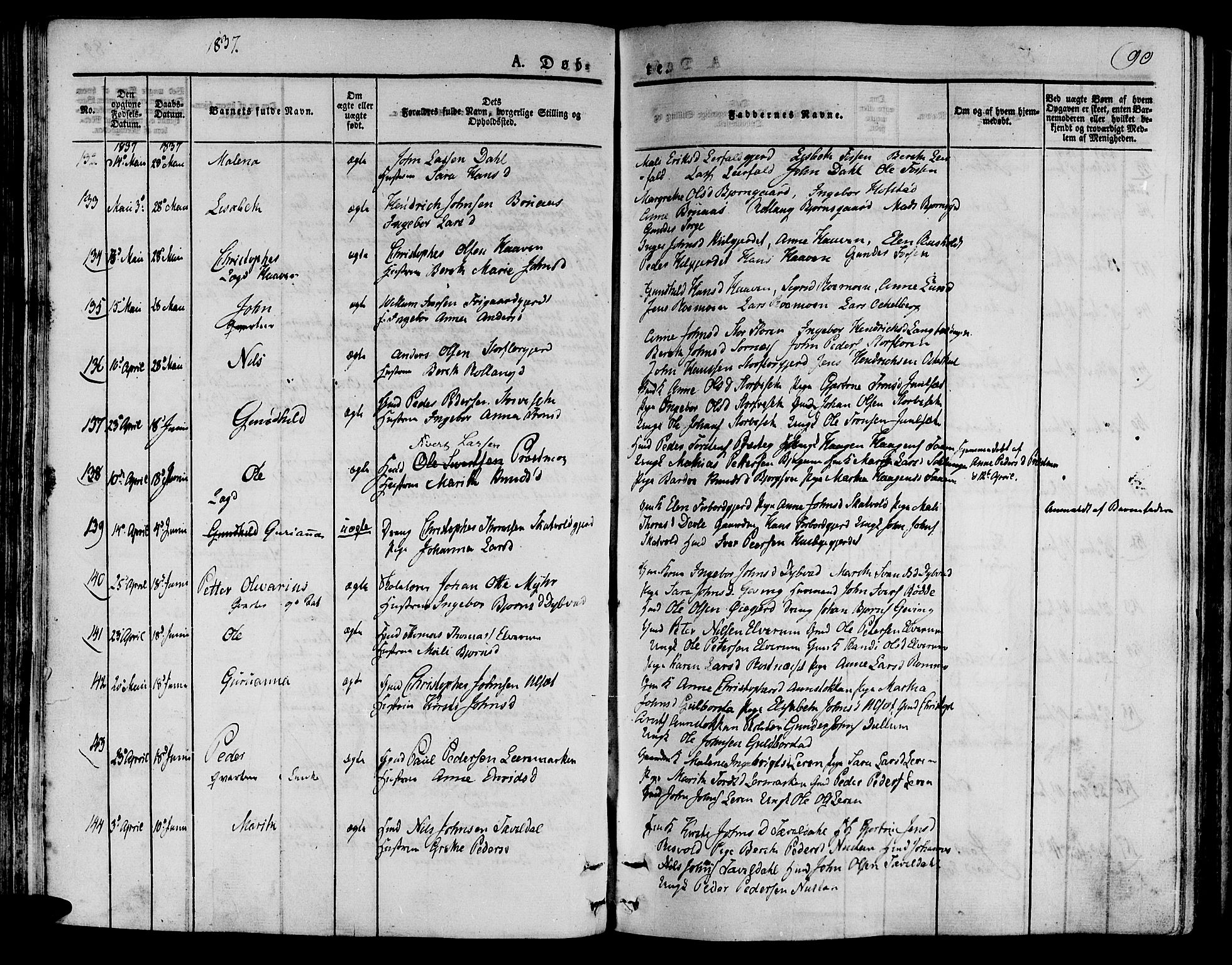 Ministerialprotokoller, klokkerbøker og fødselsregistre - Nord-Trøndelag, SAT/A-1458/709/L0071: Parish register (official) no. 709A11, 1833-1844, p. 90