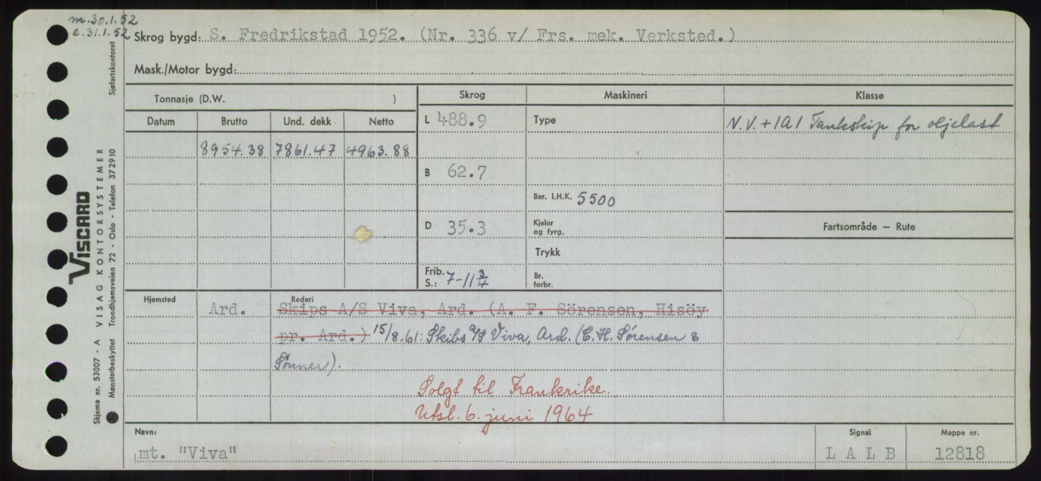 Sjøfartsdirektoratet med forløpere, Skipsmålingen, RA/S-1627/H/Hd/L0042: Fartøy, Vi-We, p. 85