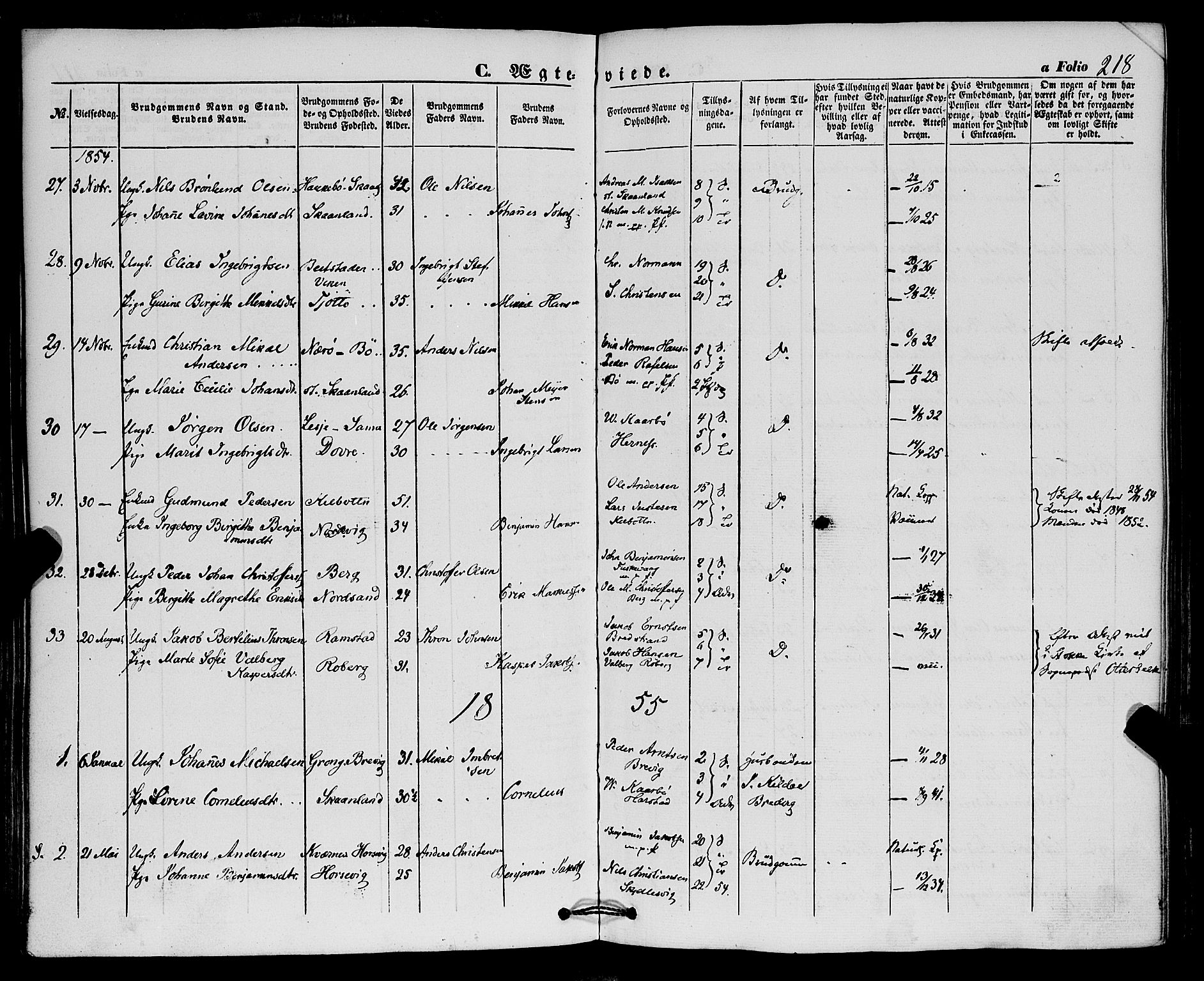 Trondenes sokneprestkontor, SATØ/S-1319/H/Ha/L0011kirke: Parish register (official) no. 11, 1853-1862, p. 218