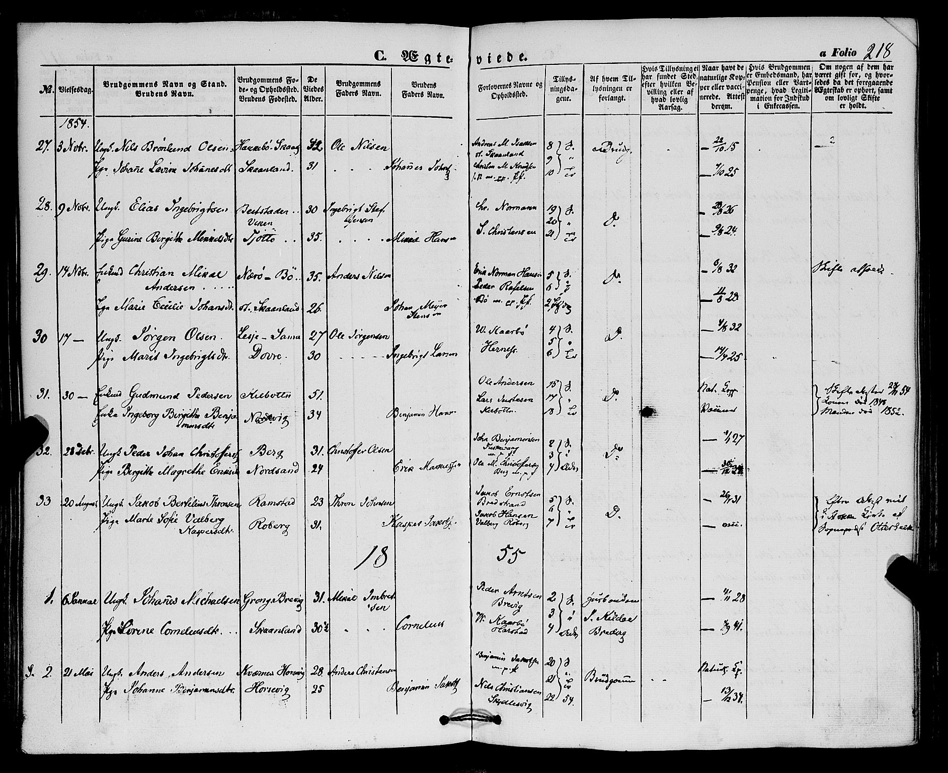 Trondenes sokneprestkontor, AV/SATØ-S-1319/H/Ha/L0011kirke: Parish register (official) no. 11, 1853-1862, p. 218