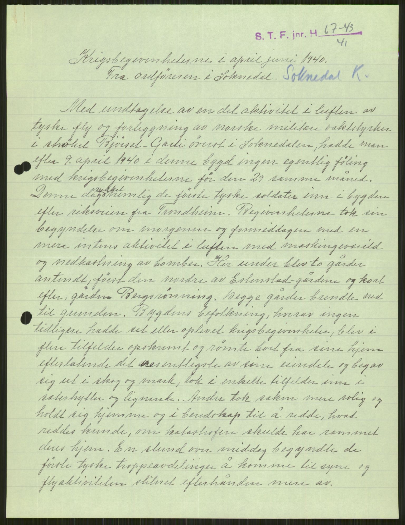 Forsvaret, Forsvarets krigshistoriske avdeling, AV/RA-RAFA-2017/Y/Ya/L0016: II-C-11-31 - Fylkesmenn.  Rapporter om krigsbegivenhetene 1940., 1940, p. 156