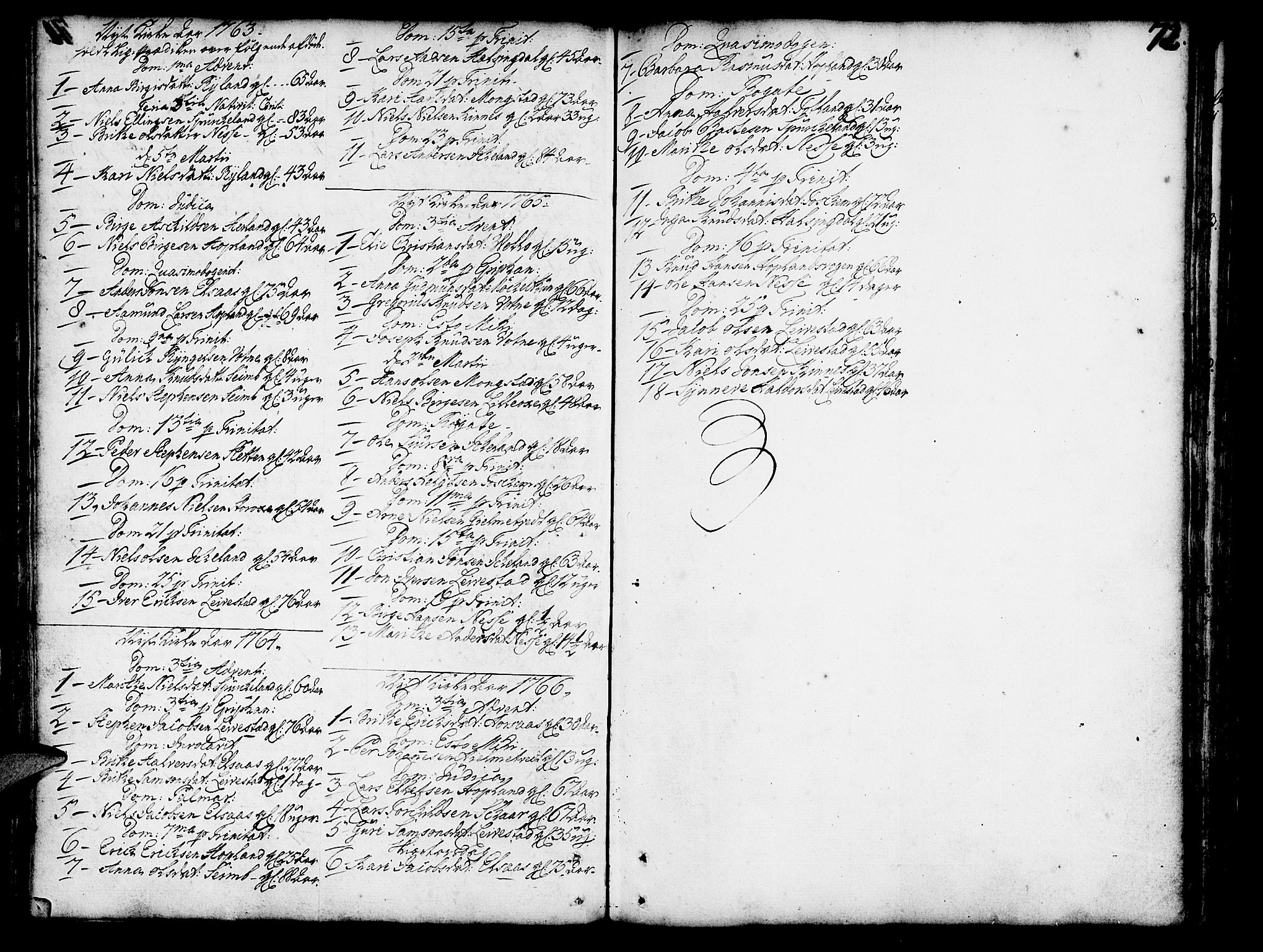 Hosanger sokneprestembete, AV/SAB-A-75801/H/Haa: Parish register (official) no. A 1 /2, 1750-1766, p. 72