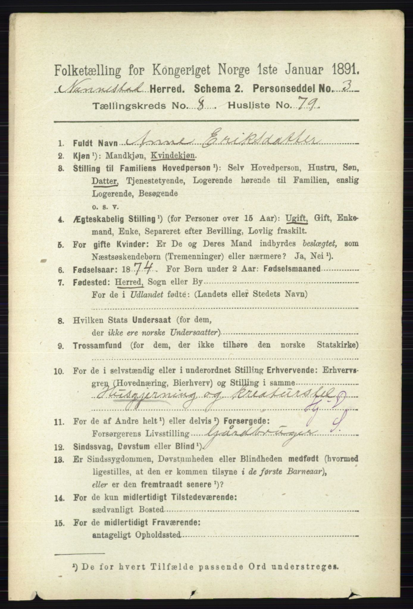 RA, 1891 census for 0238 Nannestad, 1891, p. 4893