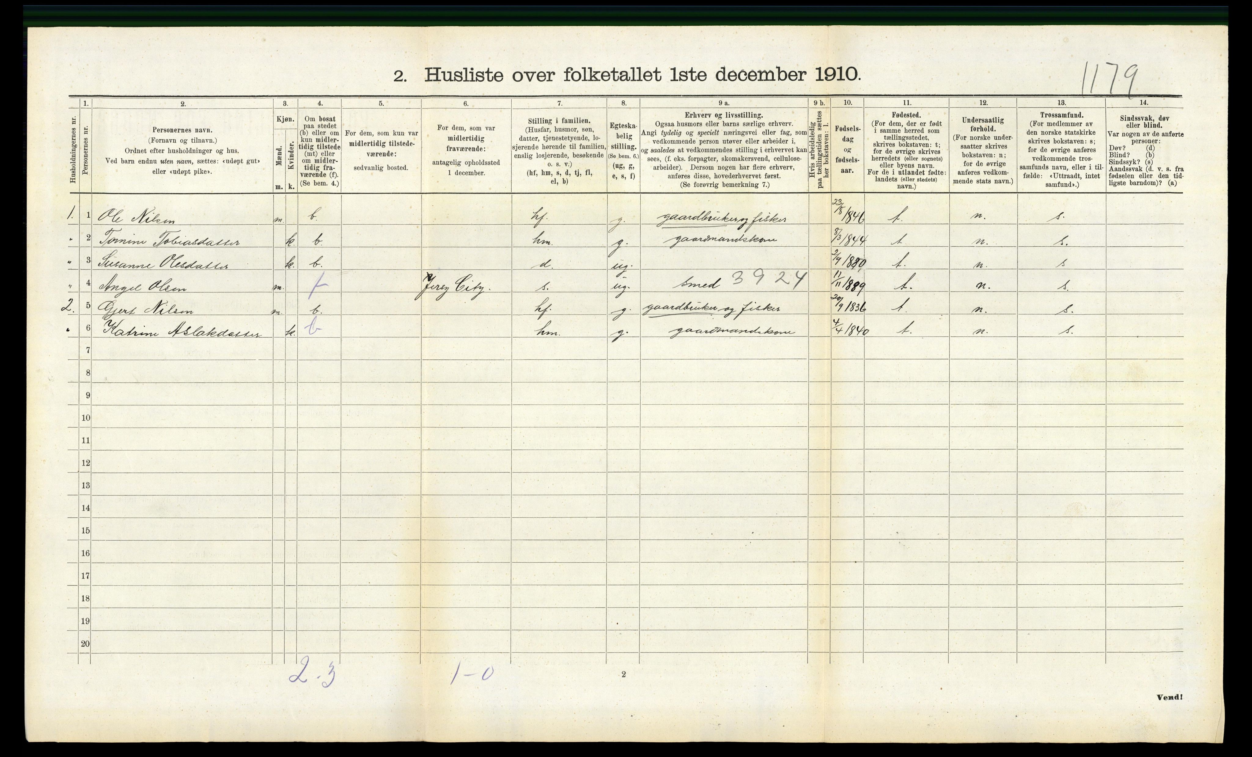 RA, 1910 census for Halse og Harkmark, 1910, p. 1037