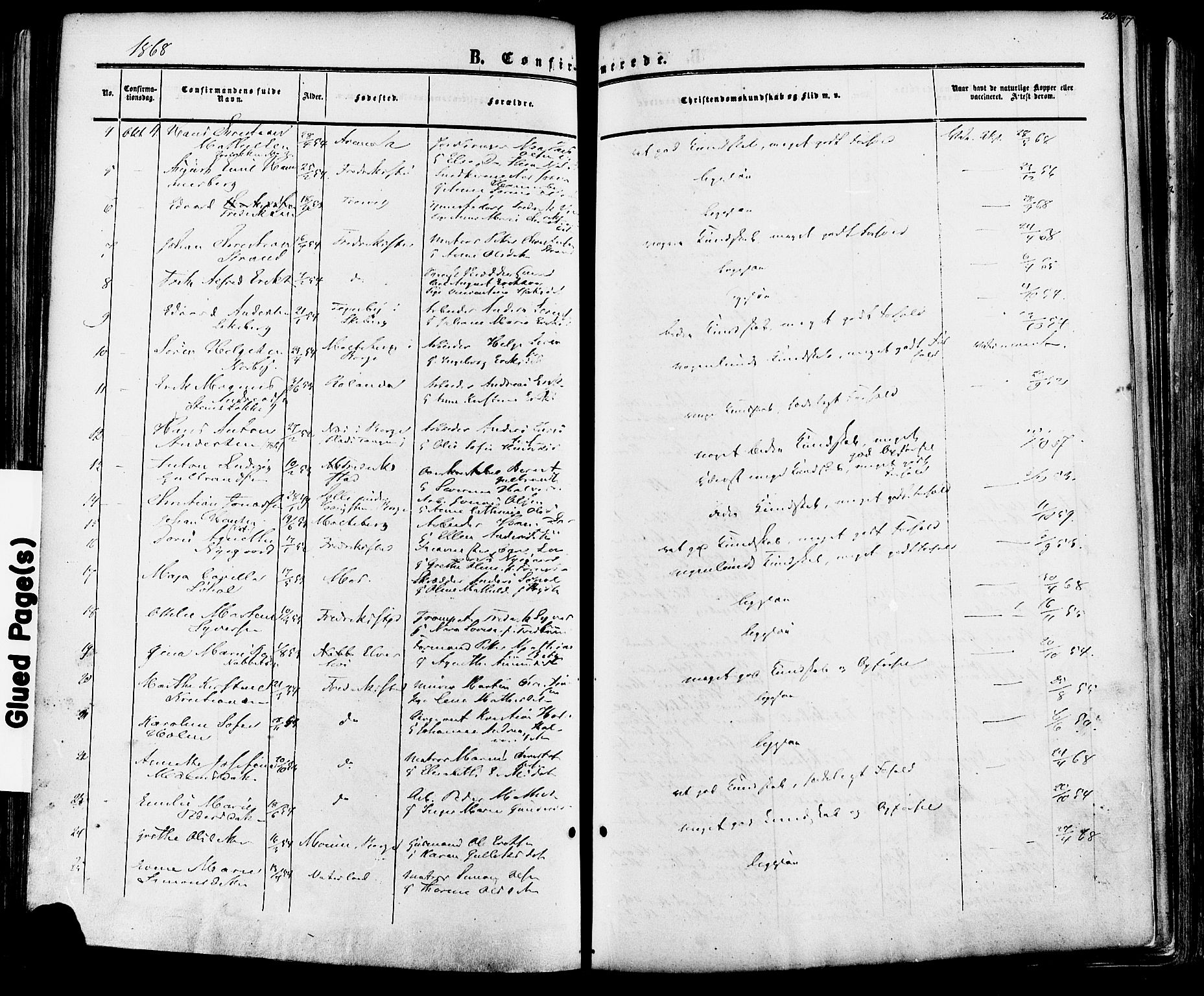 Fredrikstad prestekontor Kirkebøker, AV/SAO-A-11082/F/Fa/L0006: Parish register (official) no. 6, 1857-1878, p. 220