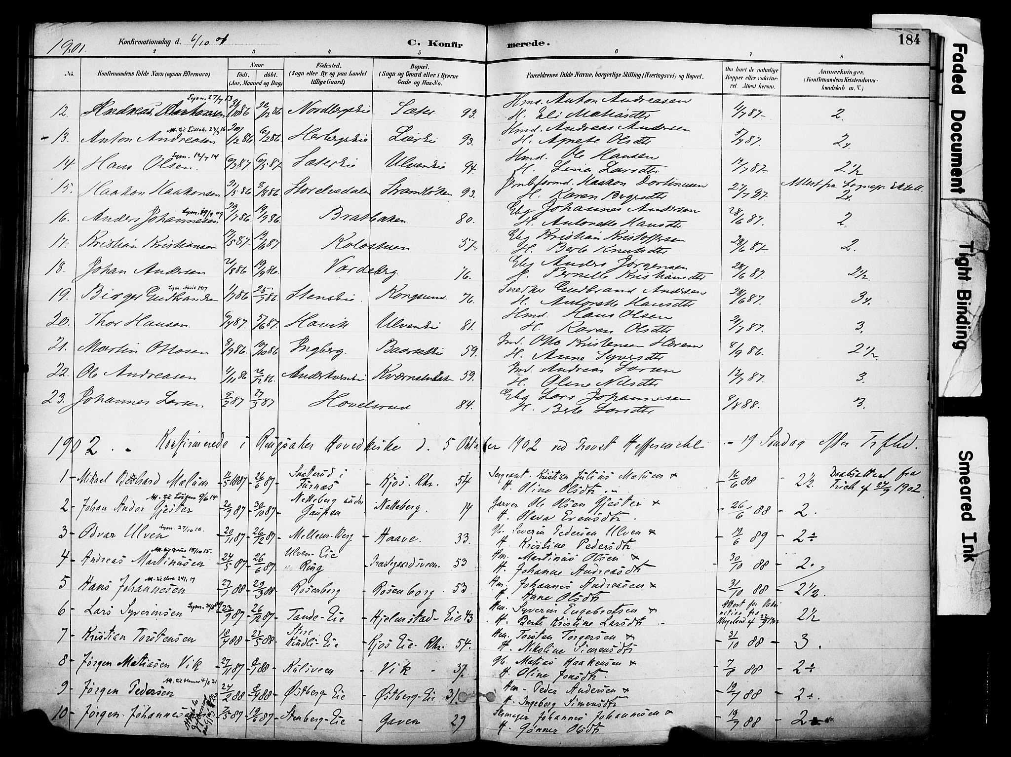 Ringsaker prestekontor, AV/SAH-PREST-014/K/Ka/L0017: Parish register (official) no. 17, 1891-1902, p. 184