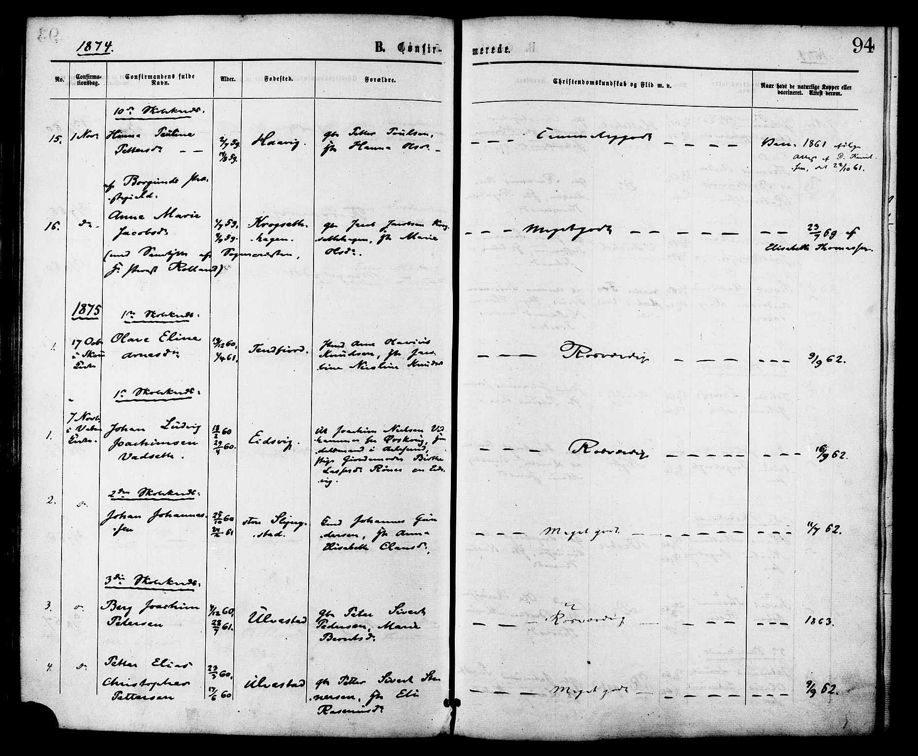 Ministerialprotokoller, klokkerbøker og fødselsregistre - Møre og Romsdal, AV/SAT-A-1454/525/L0373: Parish register (official) no. 525A03, 1864-1879, p. 94