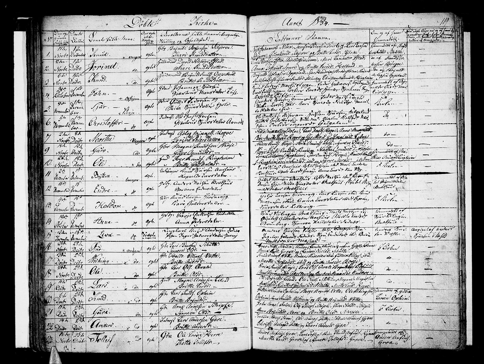 Voss sokneprestembete, AV/SAB-A-79001/H/Haa: Parish register (official) no. A 12, 1823-1837, p. 119