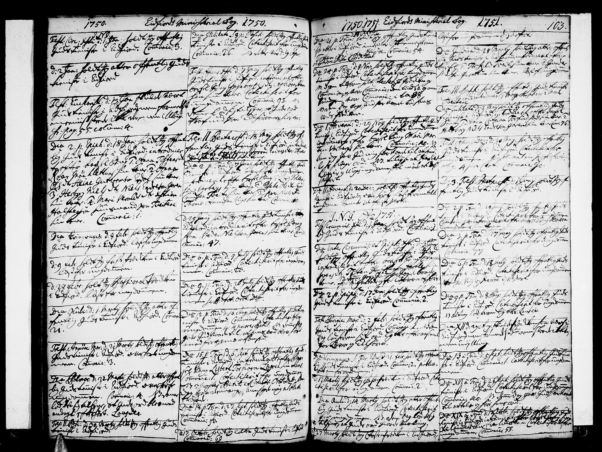 Ulvik sokneprestembete, SAB/A-78801/H/Haa: Parish register (official) no. A 10, 1745-1792, p. 103