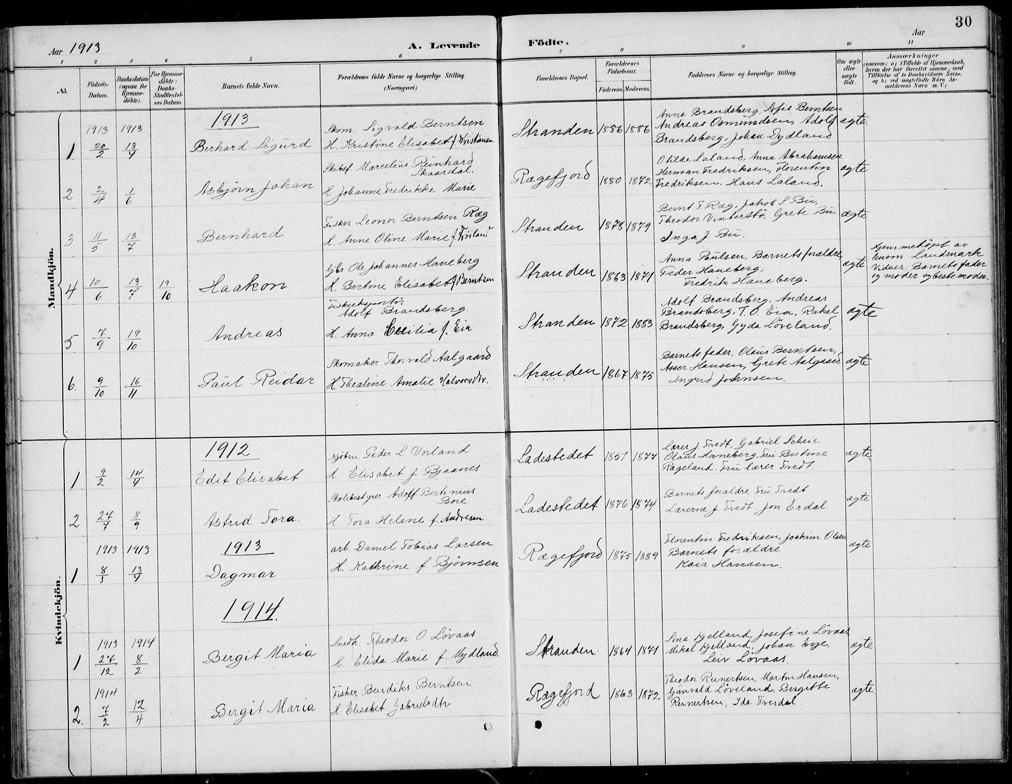 Sokndal sokneprestkontor, SAST/A-101808: Parish register (copy) no. B 5, 1887-1934, p. 30