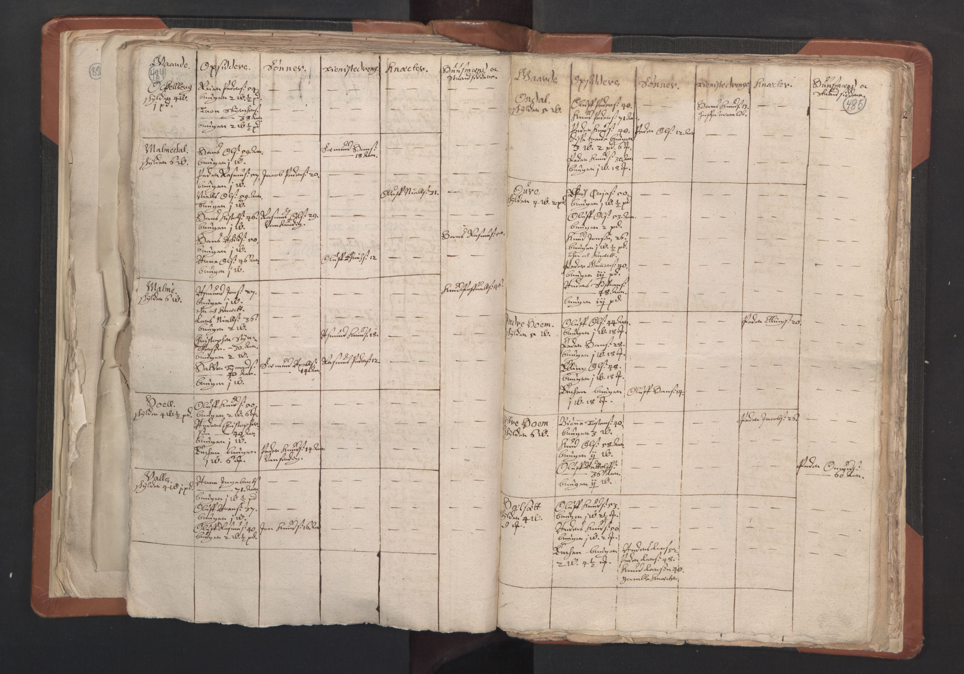 RA, Vicar's Census 1664-1666, no. 27: Romsdal deanery, 1664-1666, p. 484-485