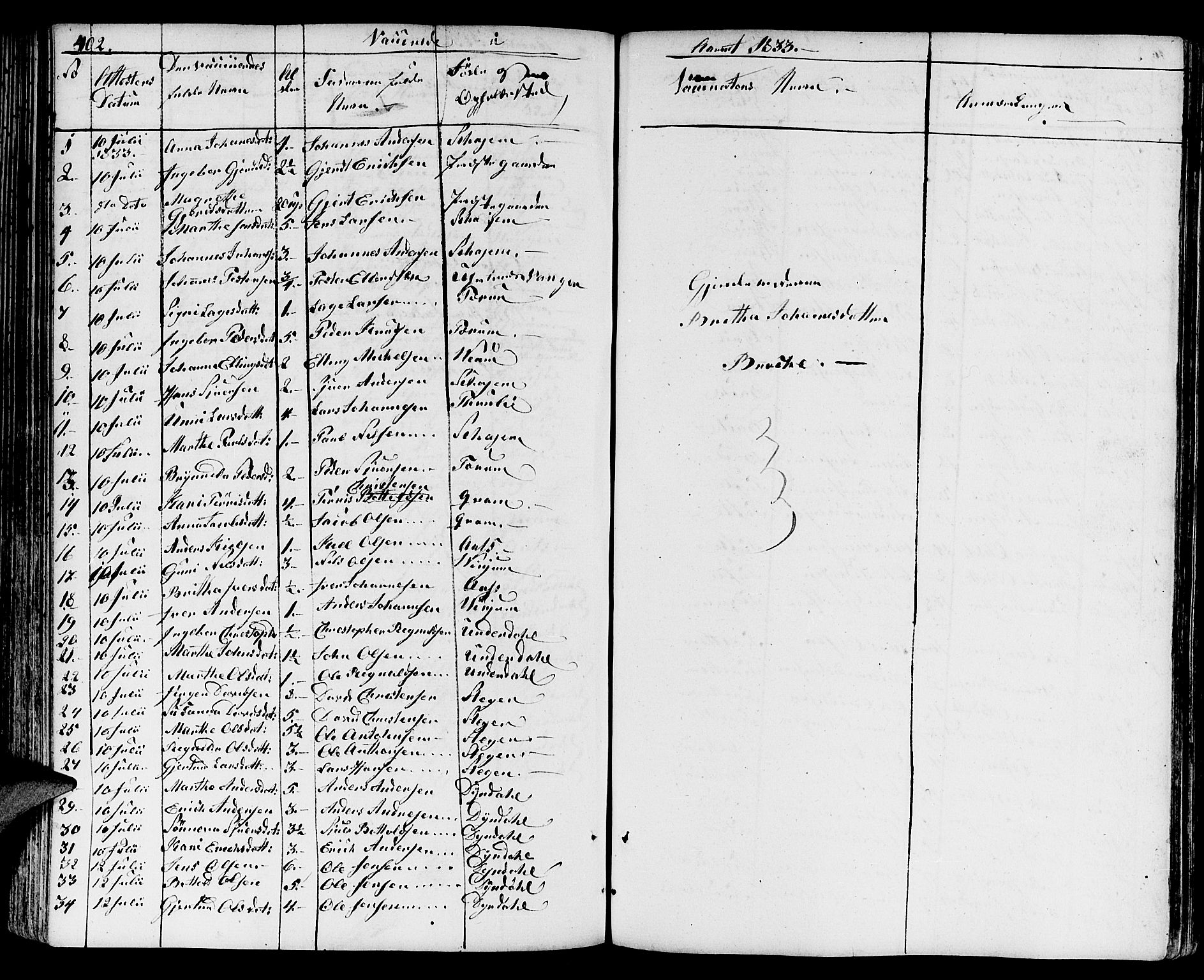 Aurland sokneprestembete, SAB/A-99937/H/Ha/Haa/L0006: Parish register (official) no. A 6, 1821-1859, p. 402