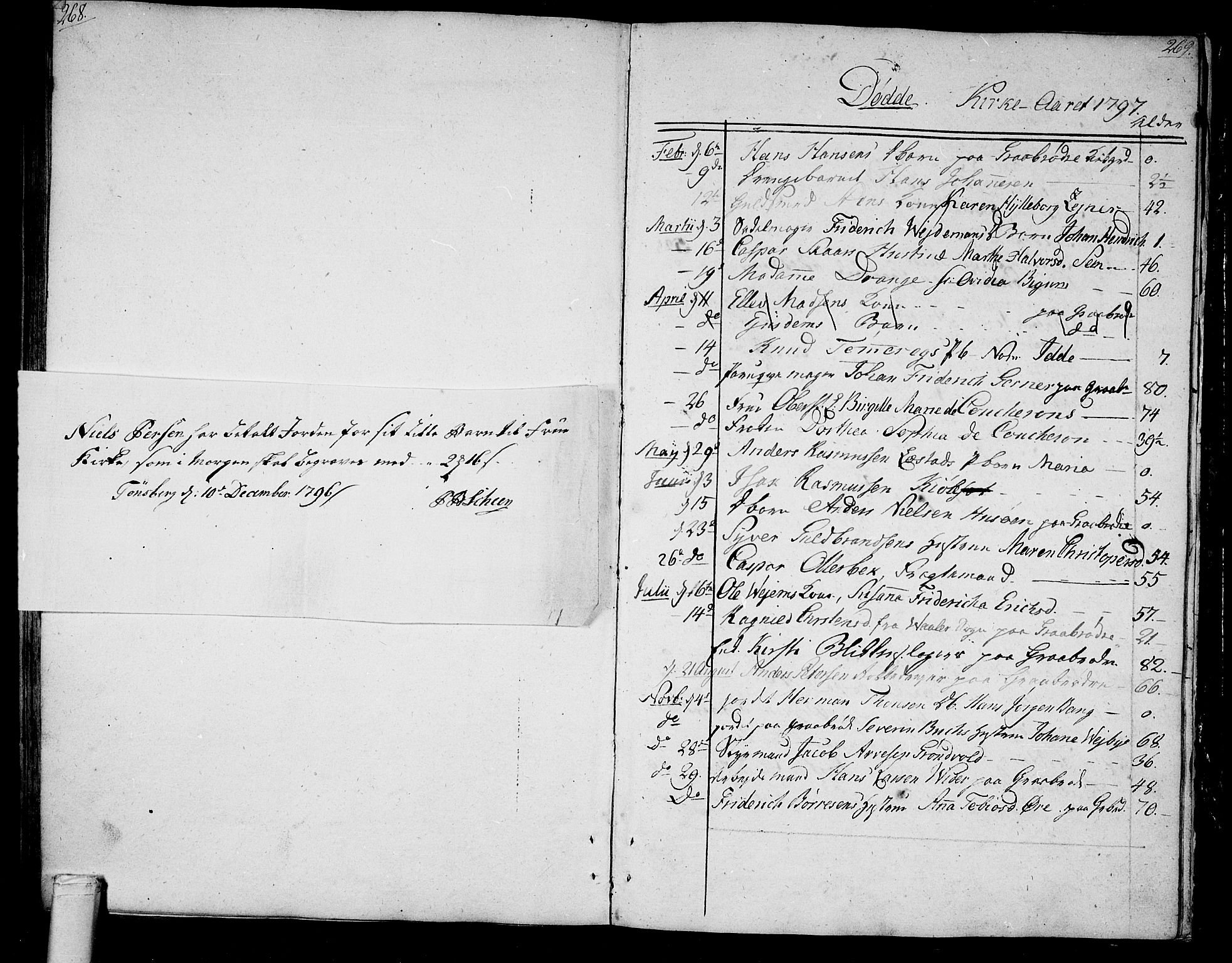 Tønsberg kirkebøker, AV/SAKO-A-330/F/Fa/L0003: Parish register (official) no. I 3, 1797-1814, p. 268-269