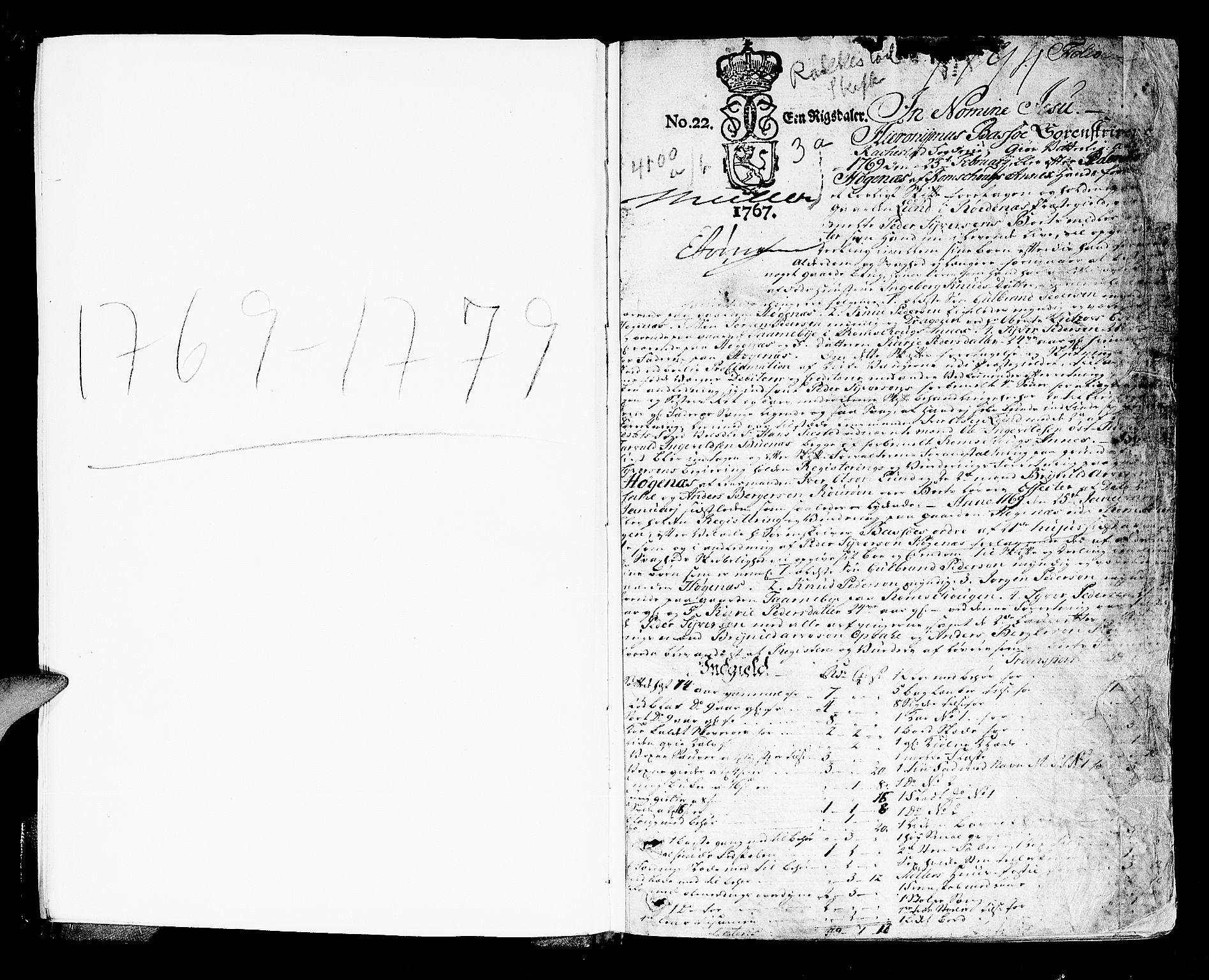 Rakkestad sorenskriveri, SAO/A-10686/H/Hb/L0003b: Skifteprotokoller, 1769-1779, p. 0b-1a