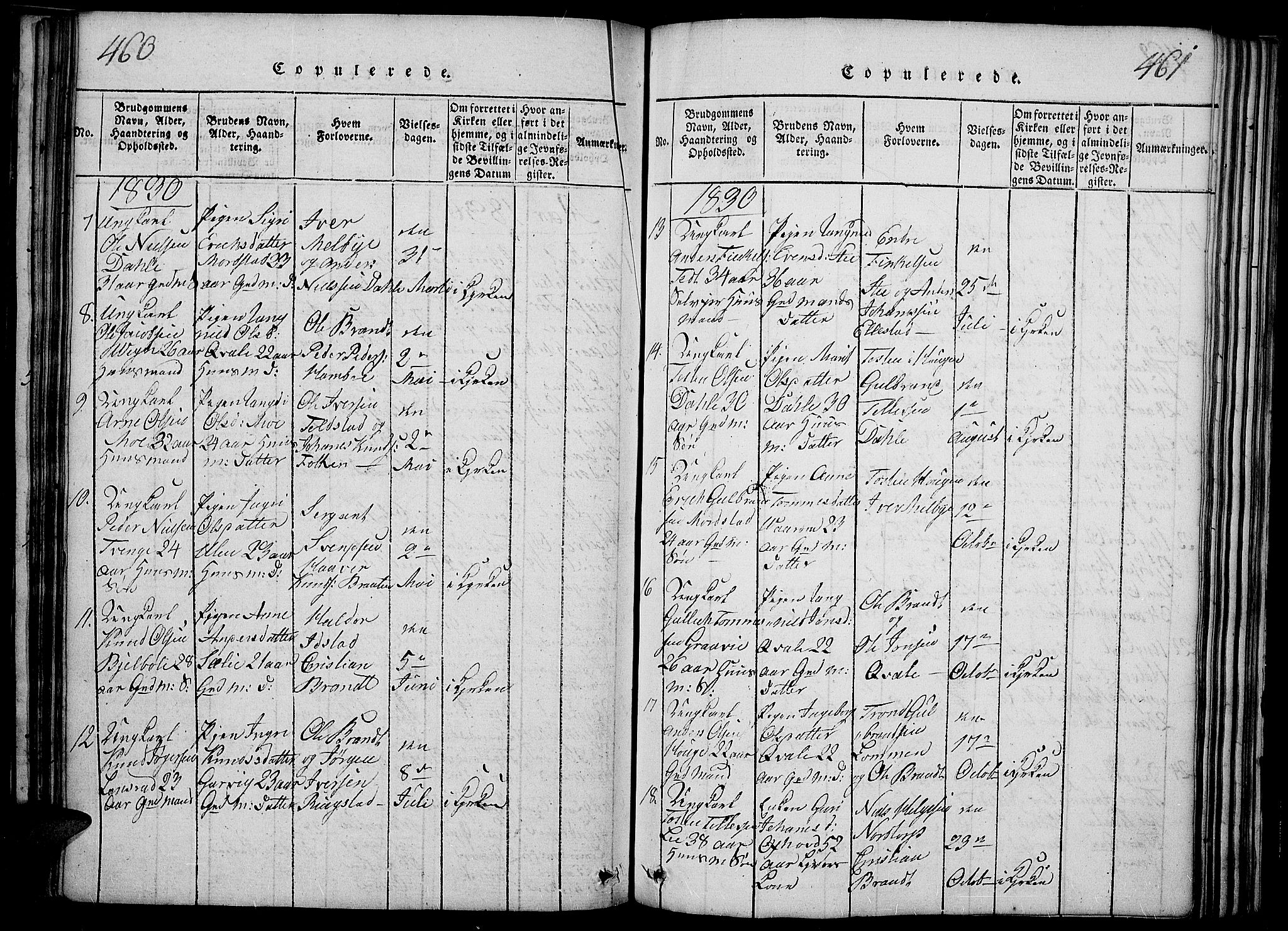 Slidre prestekontor, SAH/PREST-134/H/Ha/Haa/L0002: Parish register (official) no. 2, 1814-1830, p. 460-461