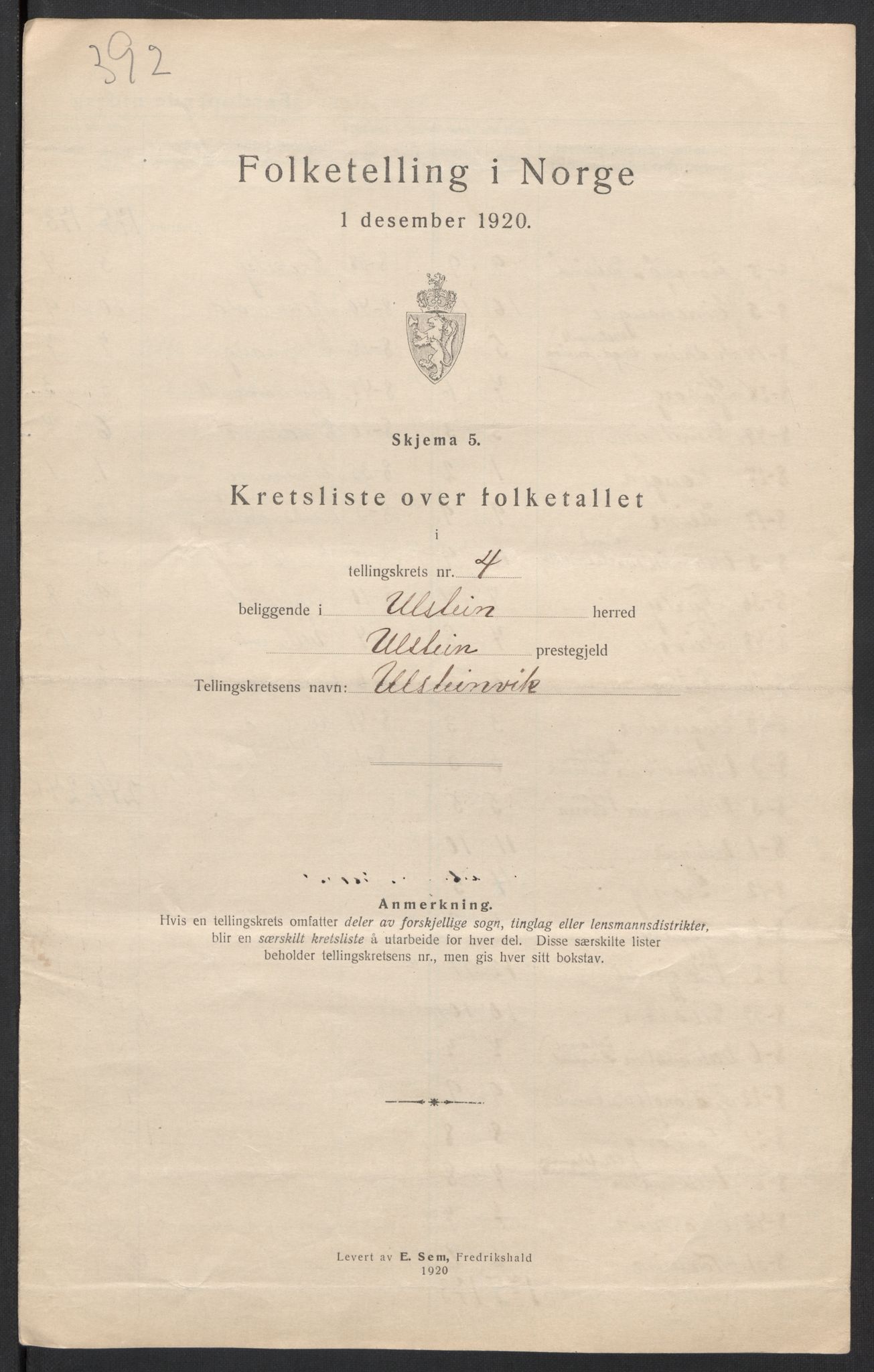 SAT, 1920 census for Ulstein, 1920, p. 23