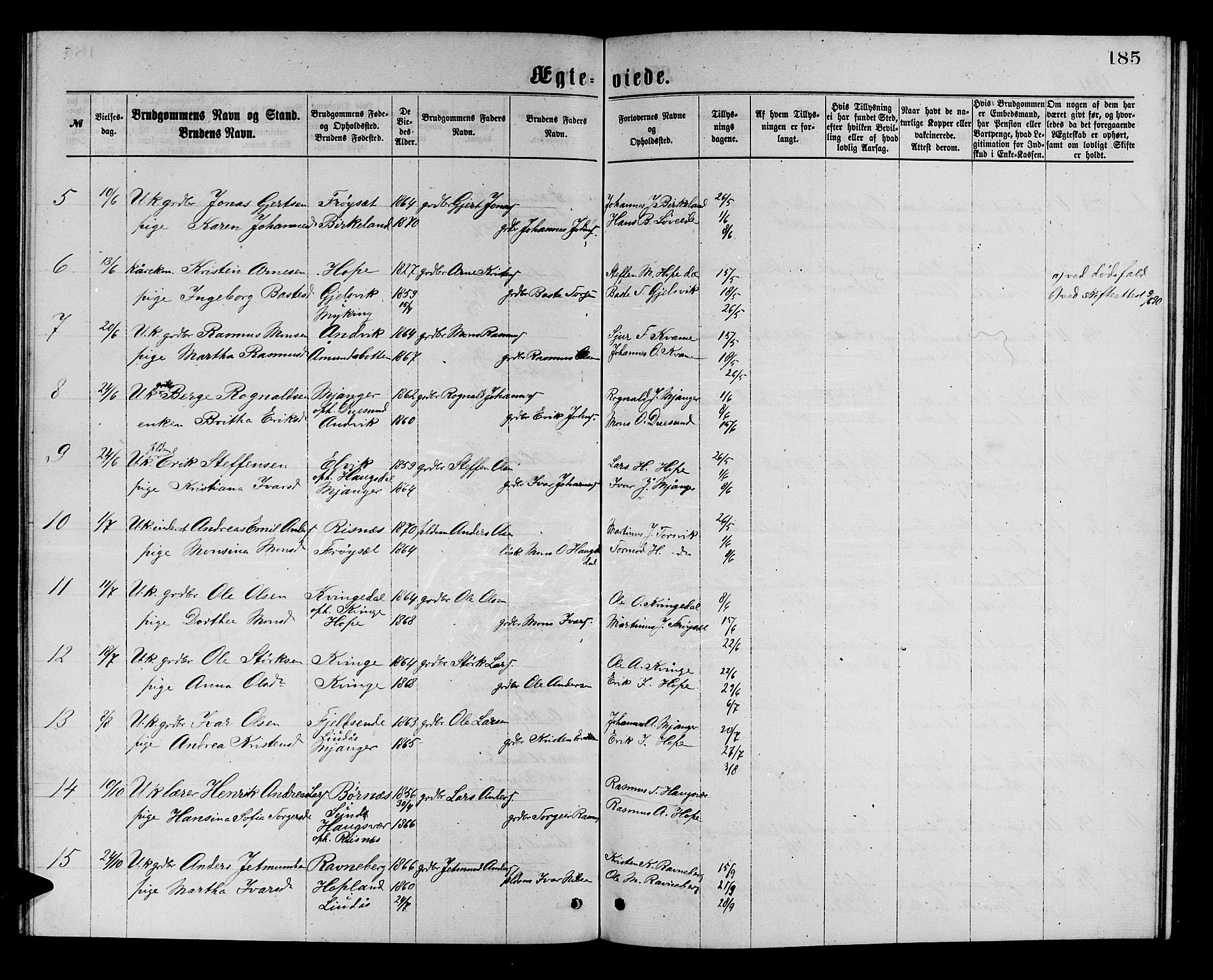 Masfjorden Sokneprestembete, AV/SAB-A-77001: Parish register (copy) no. A 2, 1876-1891, p. 185