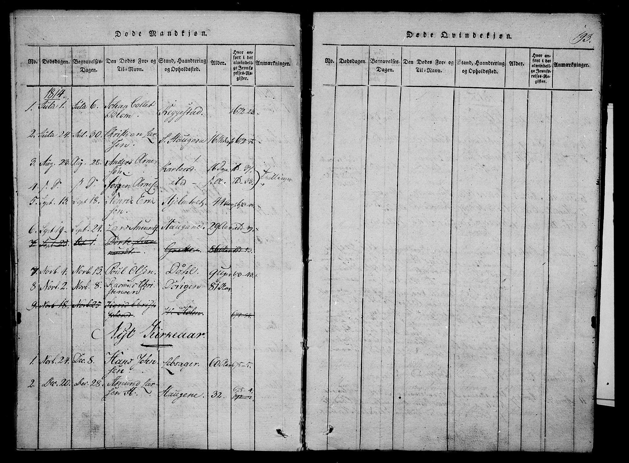 Våle kirkebøker, SAKO/A-334/F/Fa/L0007: Parish register (official) no. I 7, 1814-1824, p. 192-193