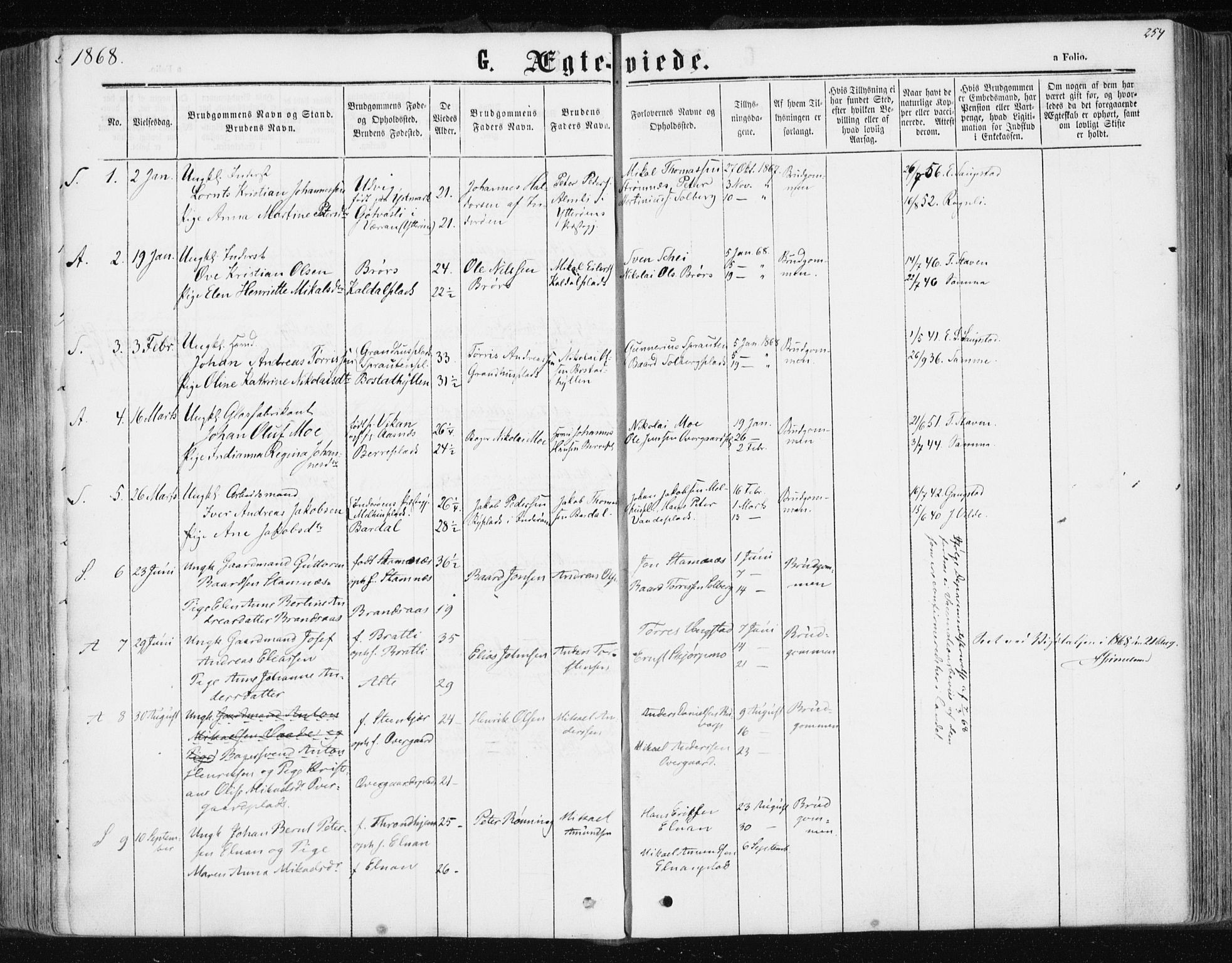 Ministerialprotokoller, klokkerbøker og fødselsregistre - Nord-Trøndelag, SAT/A-1458/741/L0394: Parish register (official) no. 741A08, 1864-1877, p. 254