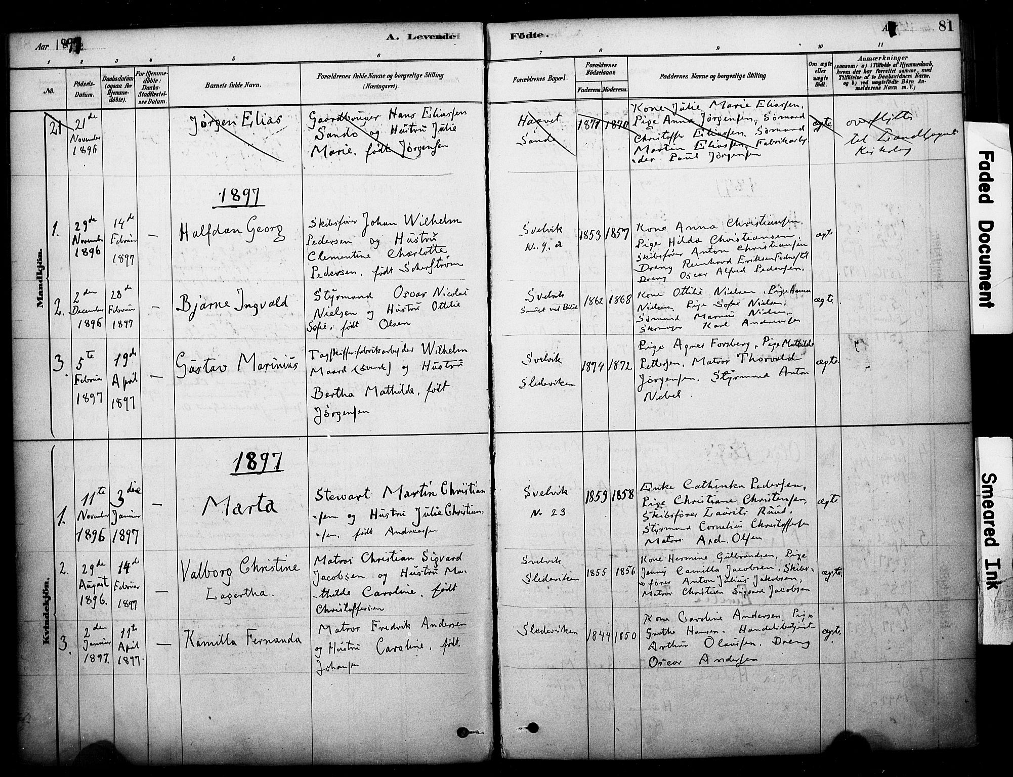 Strømm kirkebøker, SAKO/A-322/F/Fb/L0001: Parish register (official) no. II 1, 1878-1899, p. 81