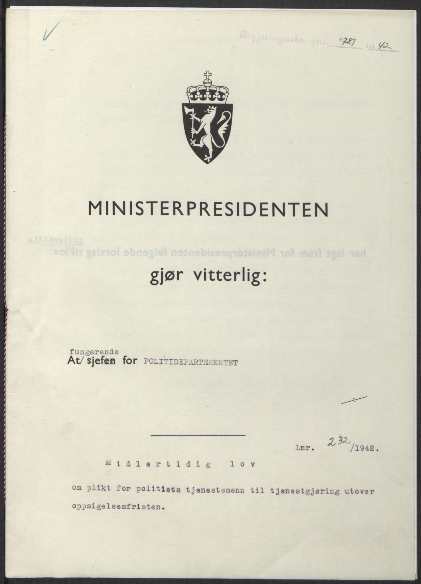 NS-administrasjonen 1940-1945 (Statsrådsekretariatet, de kommisariske statsråder mm), RA/S-4279/D/Db/L0098: Lover II, 1942, p. 573