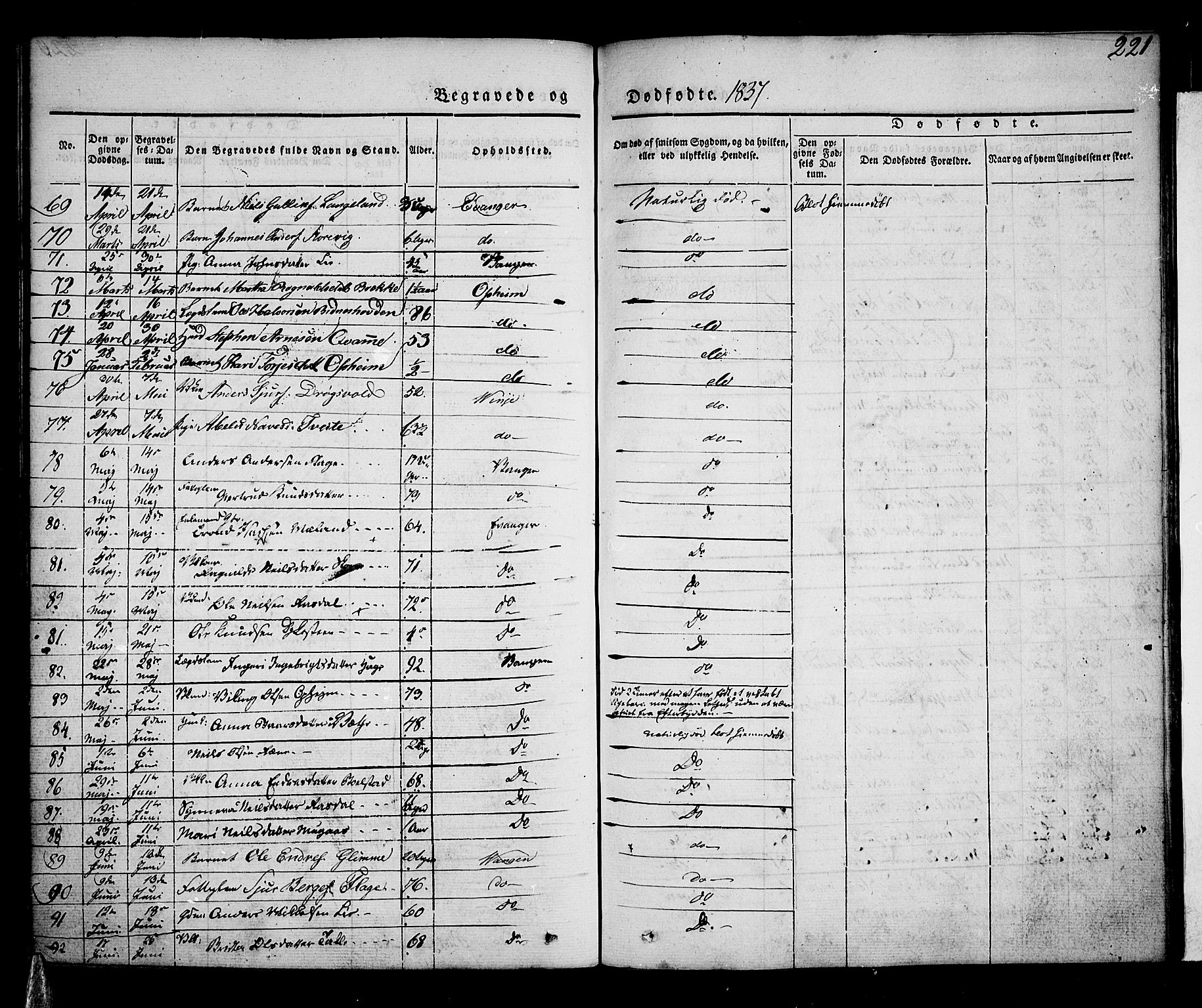 Voss sokneprestembete, SAB/A-79001/H/Haa: Parish register (official) no. A 13, 1836-1851, p. 221