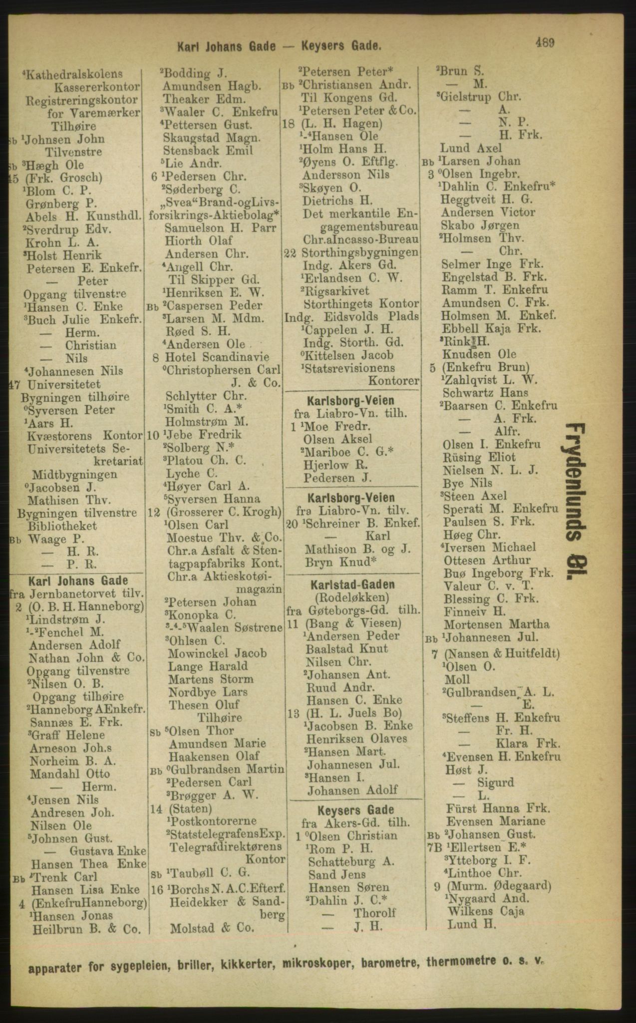 Kristiania/Oslo adressebok, PUBL/-, 1889, p. 489