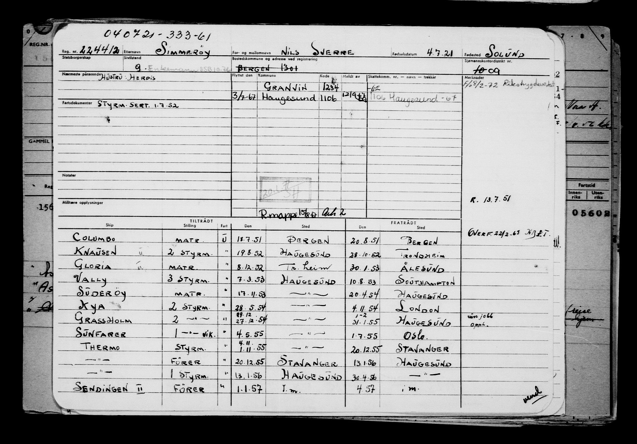 Direktoratet for sjømenn, RA/S-3545/G/Gb/L0195: Hovedkort, 1921, p. 541