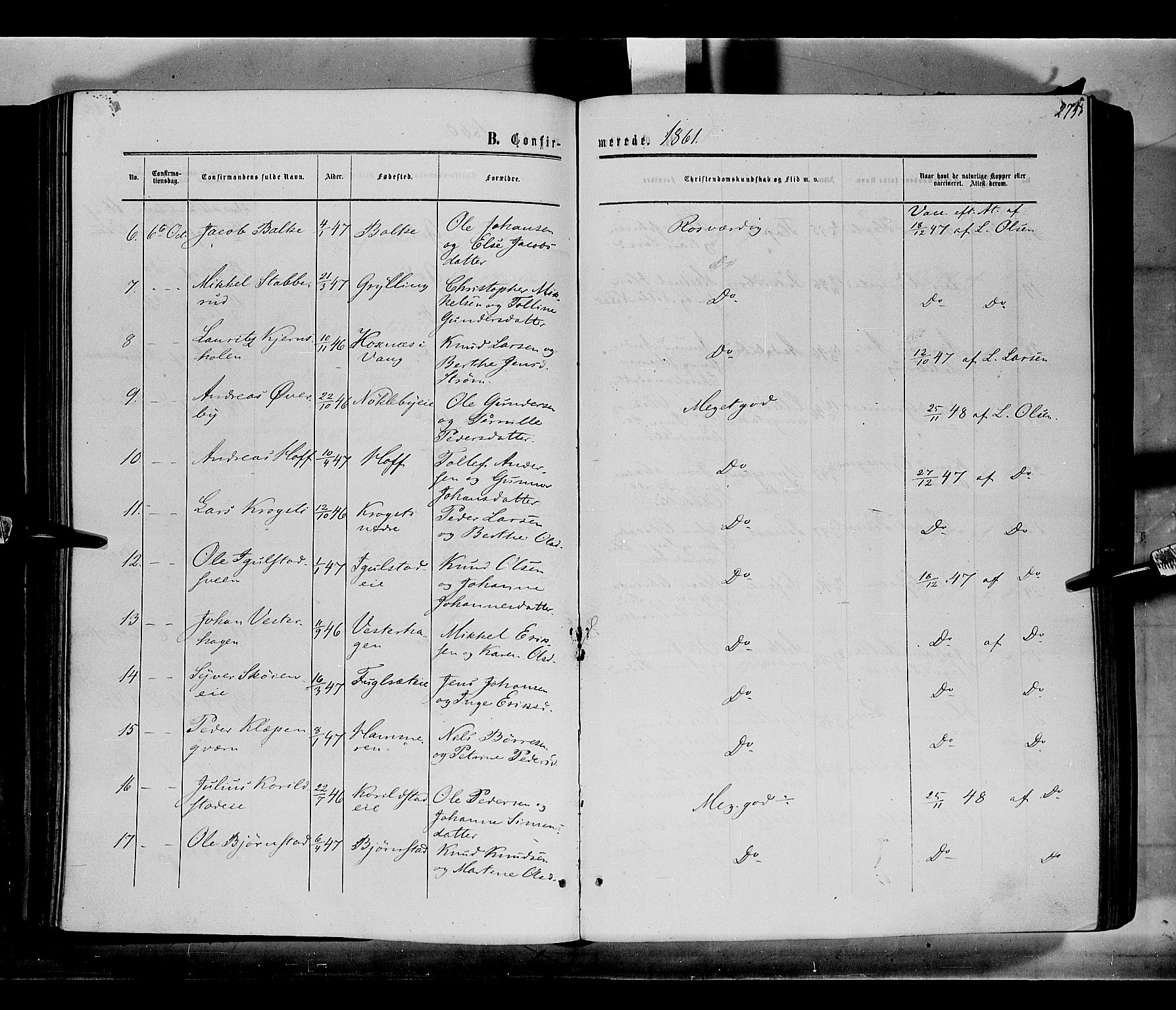 Løten prestekontor, AV/SAH-PREST-022/K/Ka/L0008: Parish register (official) no. 8, 1860-1877, p. 275