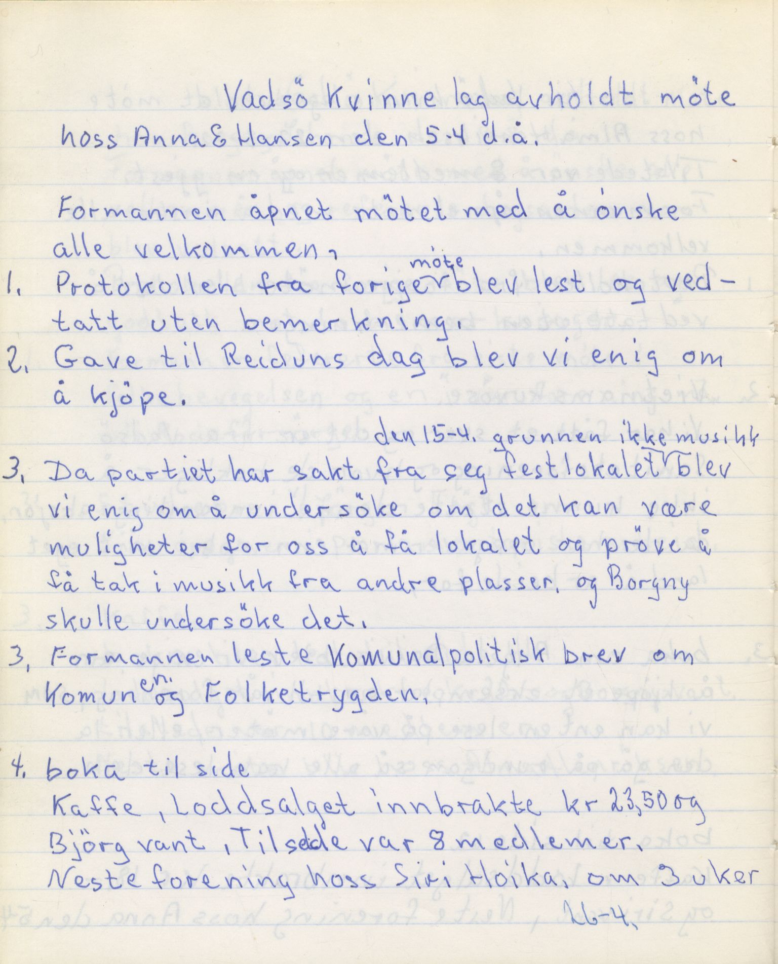 Vadsø Kvinnelag, FMFB/A-1054/A/L0003: Møteprotokoll, 1971-1980, p. 25