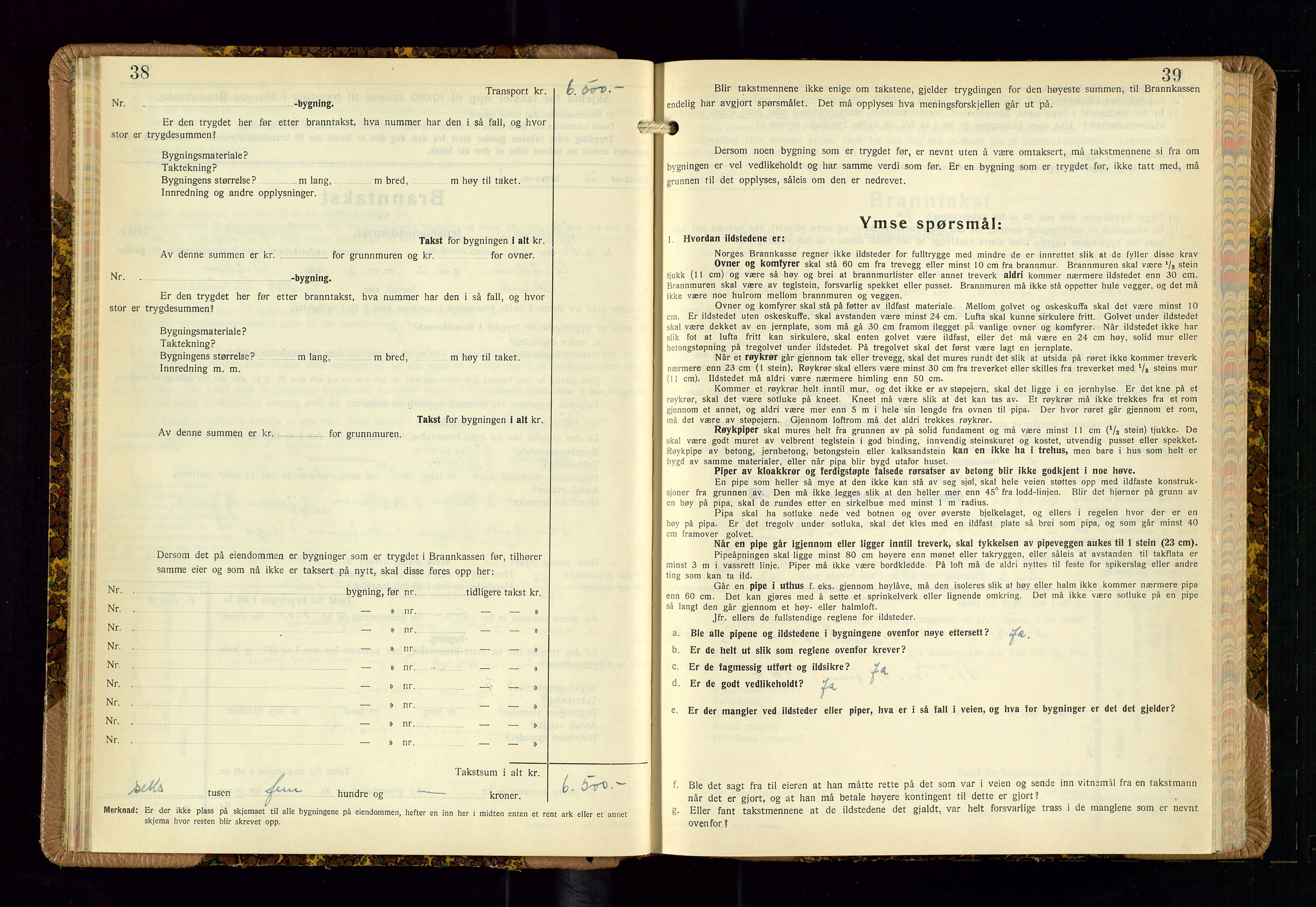 Strand og Forsand lensmannskontor, SAST/A-100451/Gob/L0002: Branntakstprotokoll, 1942-1953, p. 38-39