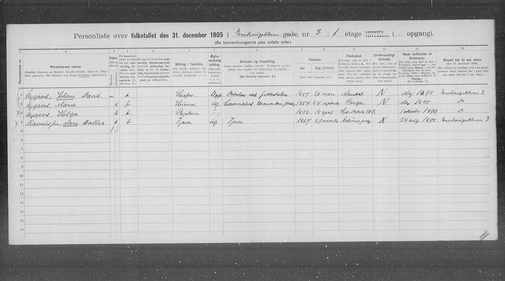 OBA, Municipal Census 1905 for Kristiania, 1905, p. 10968