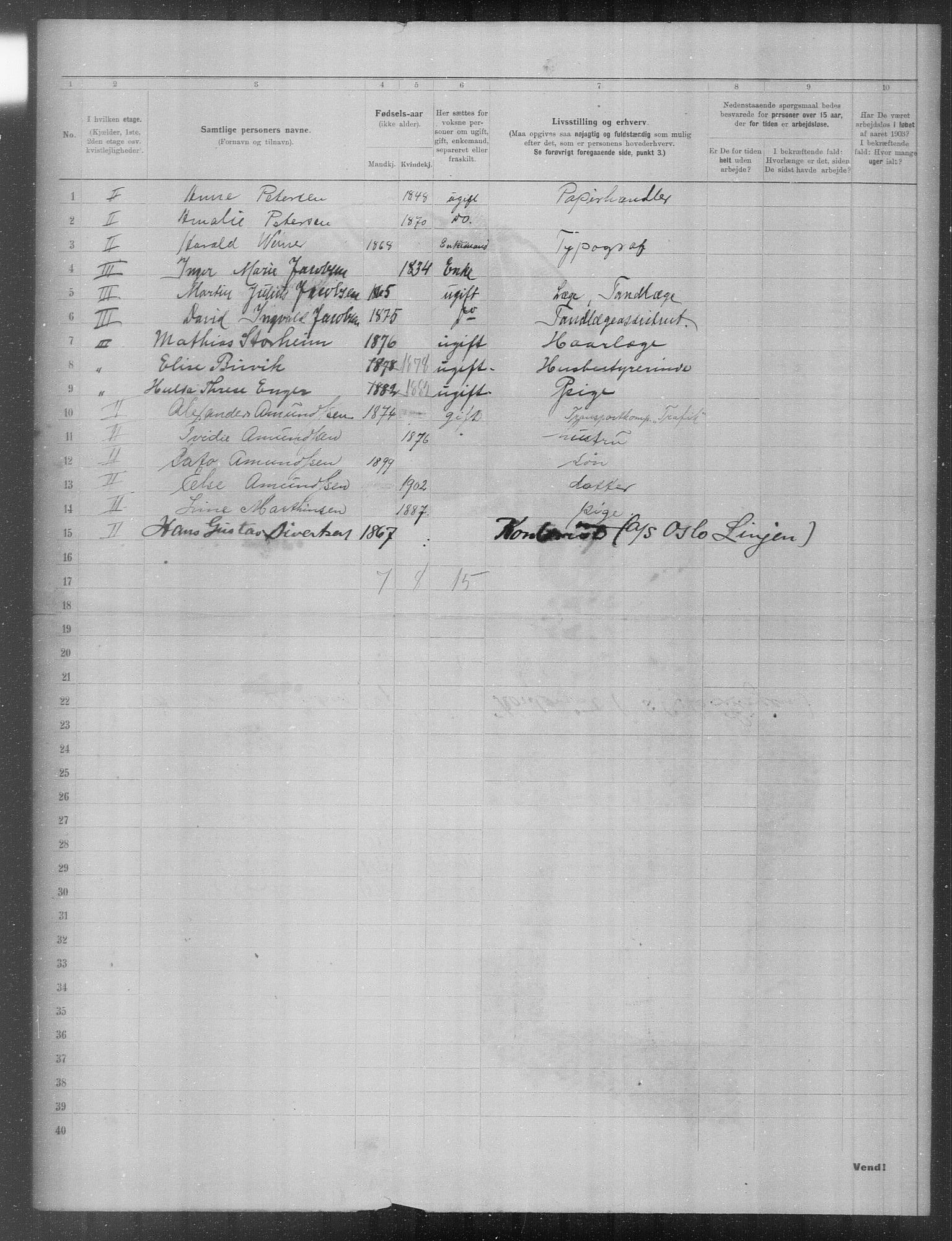 OBA, Municipal Census 1903 for Kristiania, 1903, p. 20841