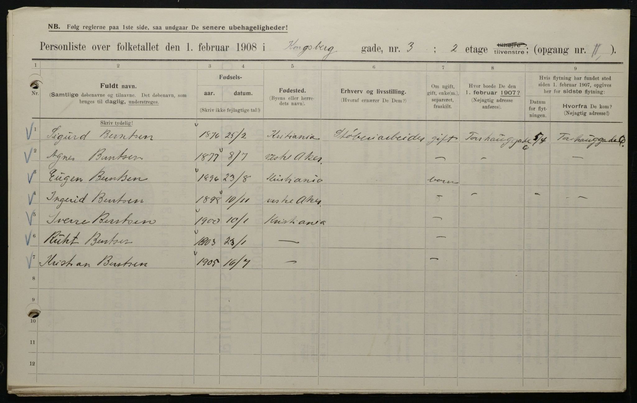 OBA, Municipal Census 1908 for Kristiania, 1908, p. 47151