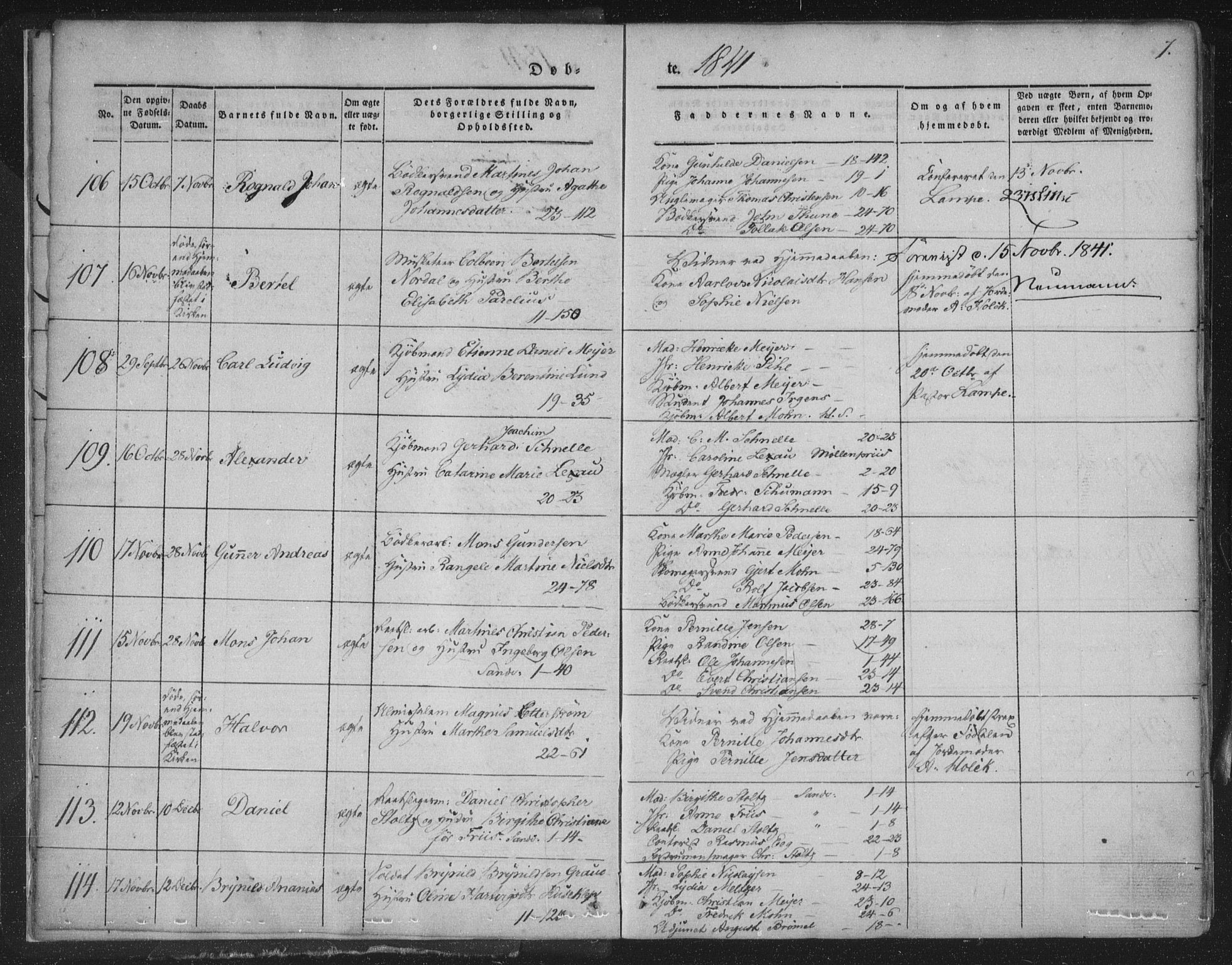 Korskirken sokneprestembete, AV/SAB-A-76101/H/Haa/L0016: Parish register (official) no. B 2, 1841-1851, p. 7