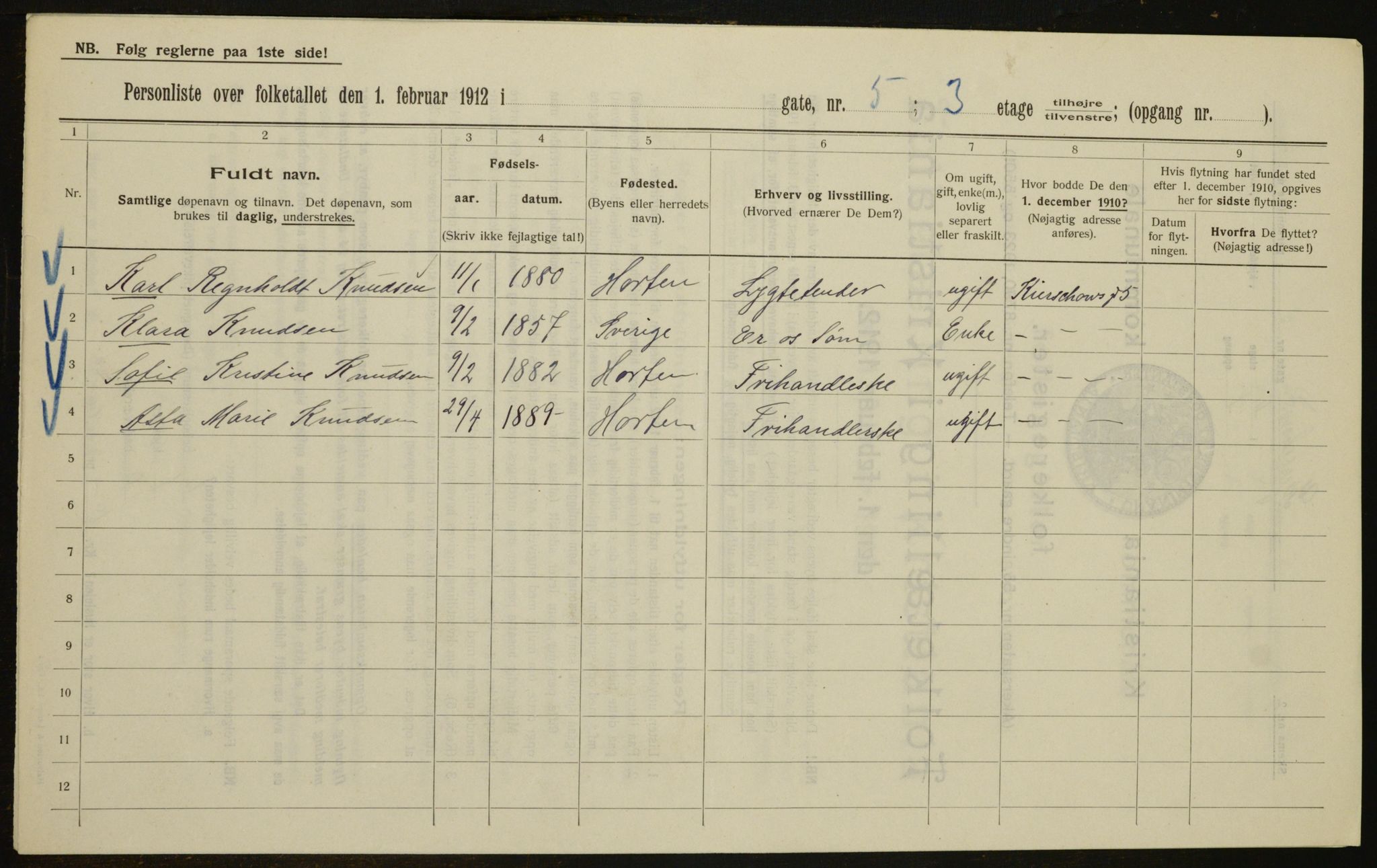 OBA, Municipal Census 1912 for Kristiania, 1912, p. 49735