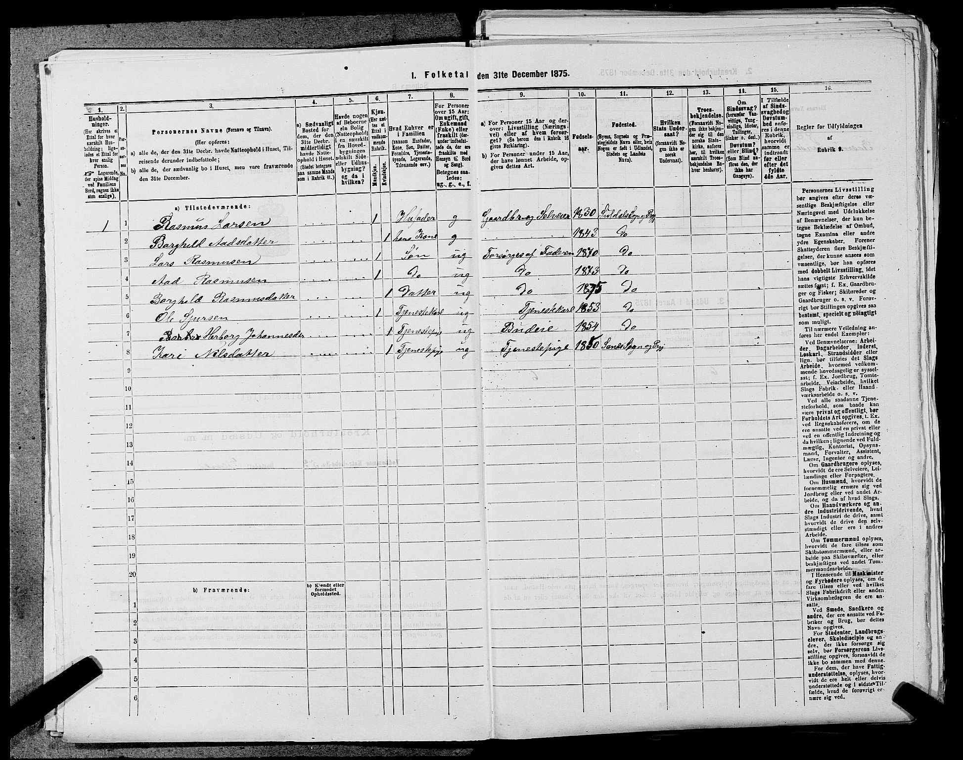 SAST, 1875 census for 1134P Suldal, 1875, p. 175