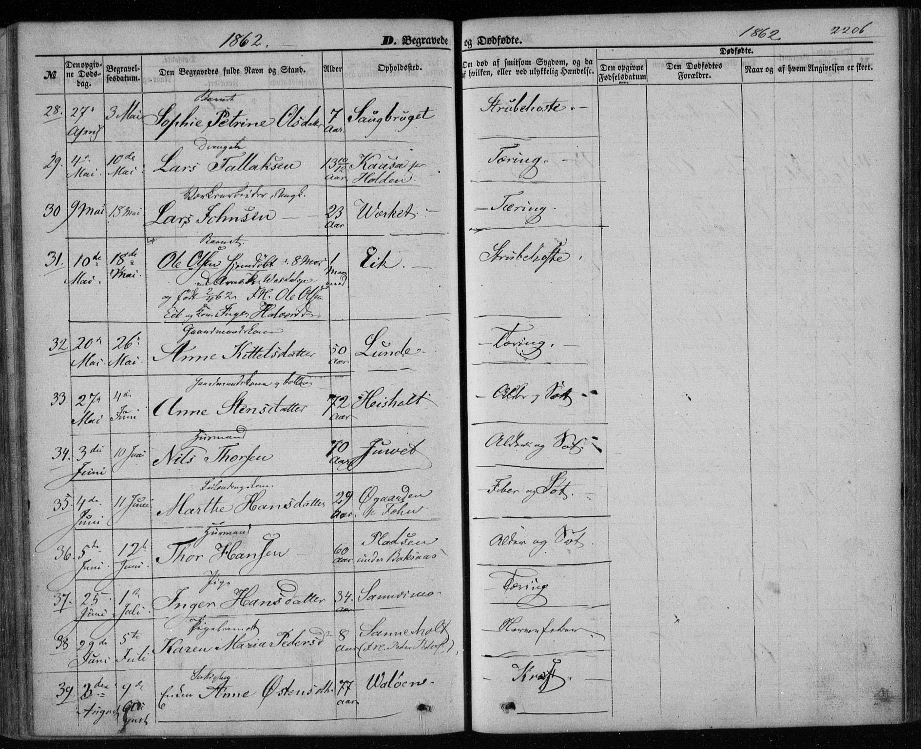 Holla kirkebøker, AV/SAKO-A-272/F/Fa/L0006: Parish register (official) no. 6, 1861-1869, p. 220