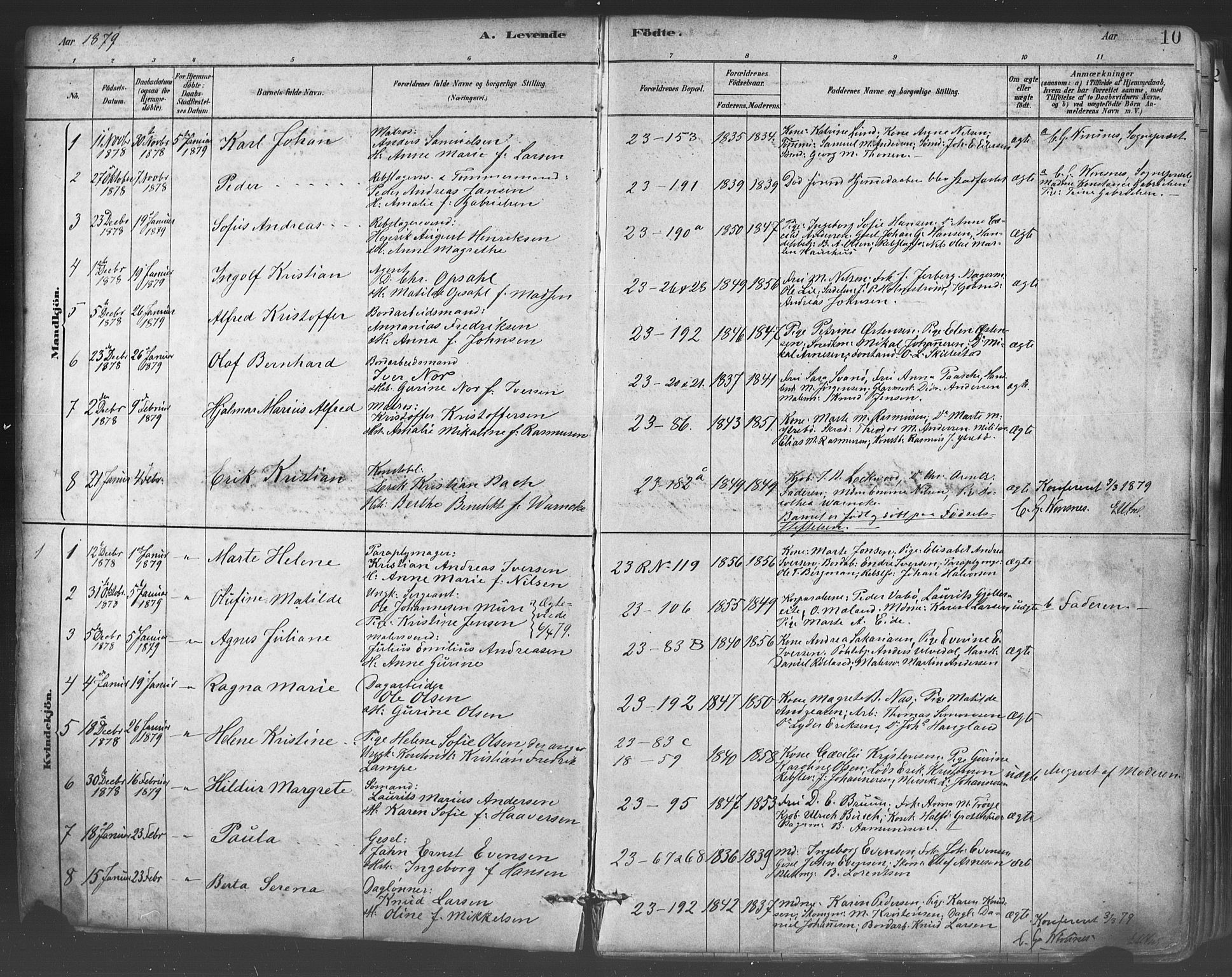 Mariakirken Sokneprestembete, SAB/A-76901/H/Haa/L0007: Parish register (official) no. A 7, 1878-1893, p. 10