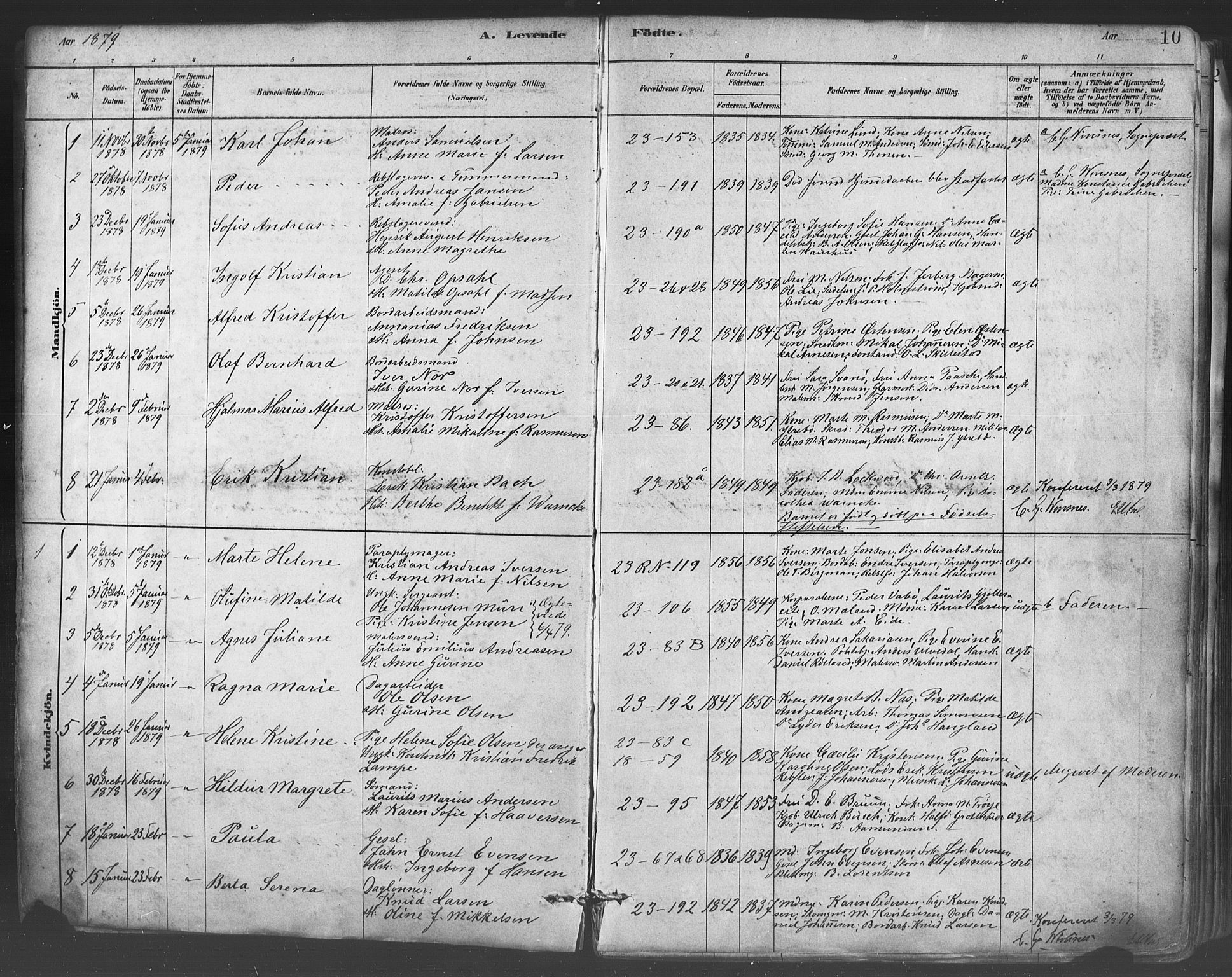 Mariakirken Sokneprestembete, AV/SAB-A-76901/H/Haa/L0007: Parish register (official) no. A 7, 1878-1893, p. 10