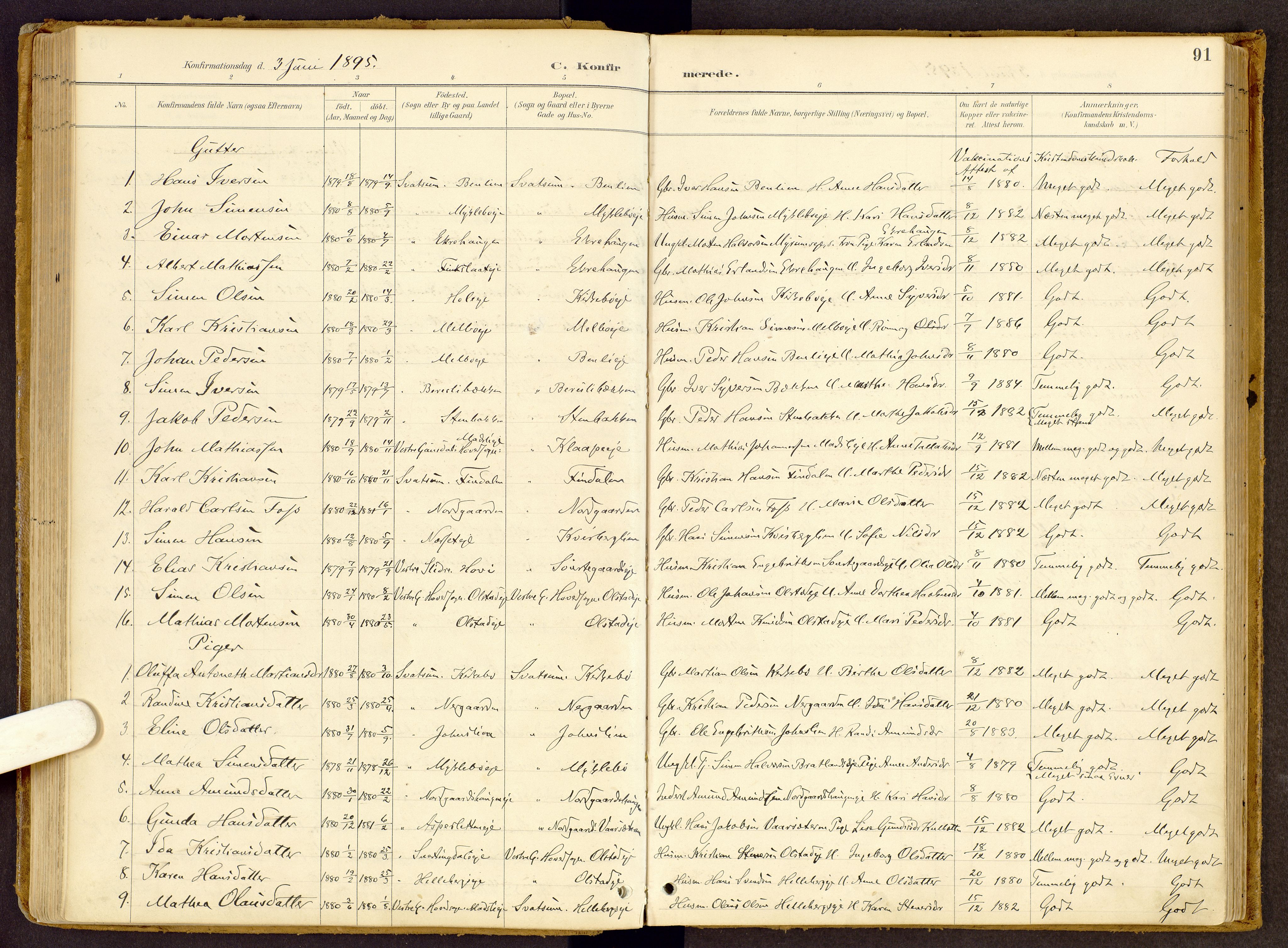 Vestre Gausdal prestekontor, AV/SAH-PREST-094/H/Ha/Haa/L0002: Parish register (official) no. 2, 1887-1918, p. 91