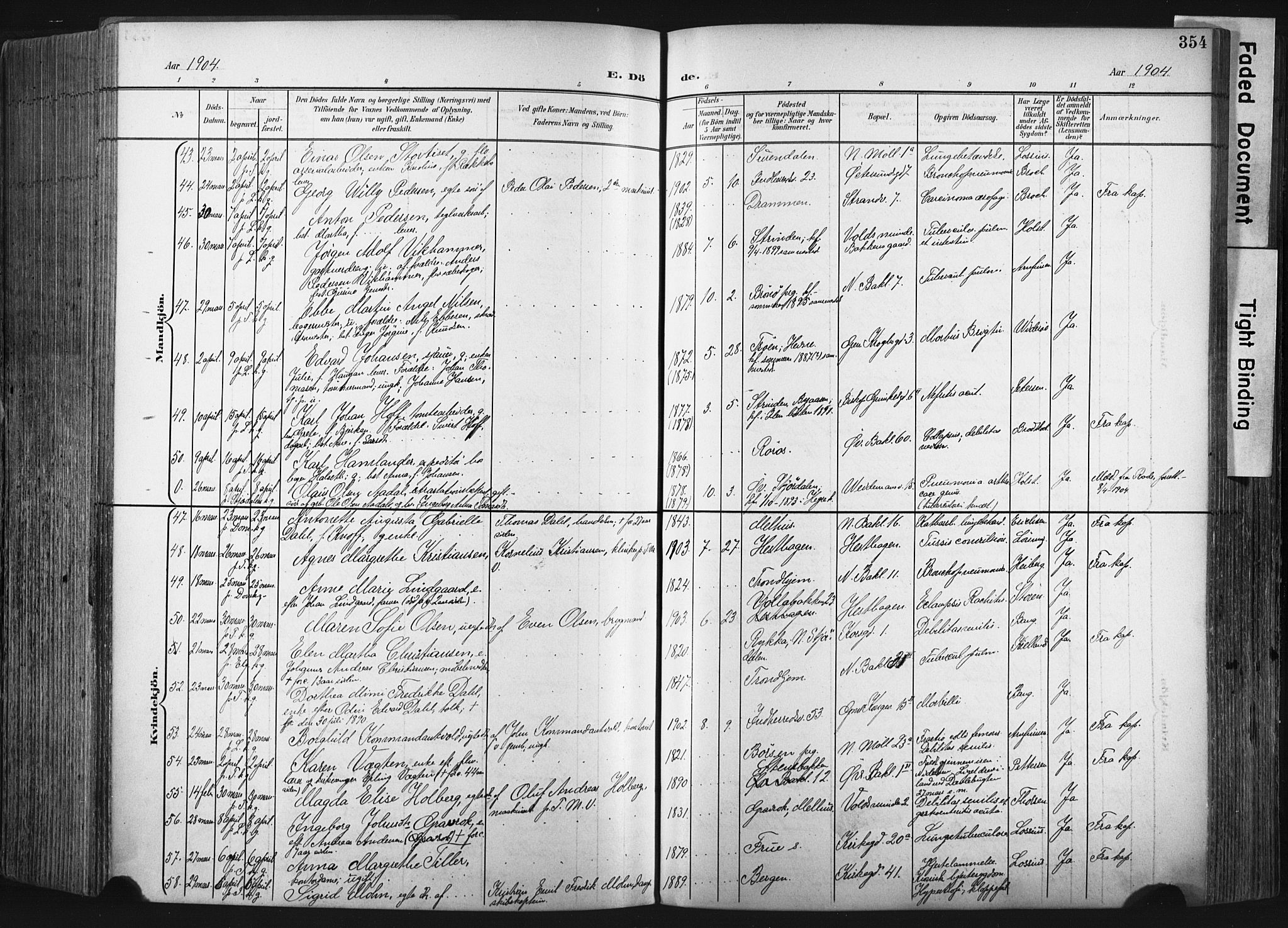 Ministerialprotokoller, klokkerbøker og fødselsregistre - Sør-Trøndelag, SAT/A-1456/604/L0201: Parish register (official) no. 604A21, 1901-1911, p. 354