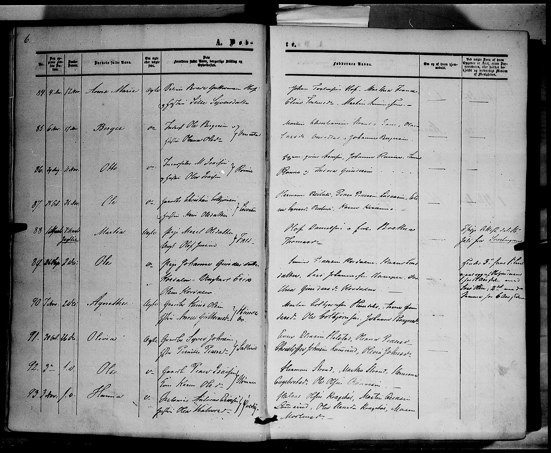 Hof prestekontor, SAH/PREST-038/H/Ha/Haa/L0008: Parish register (official) no. 8, 1849-1861, p. 6