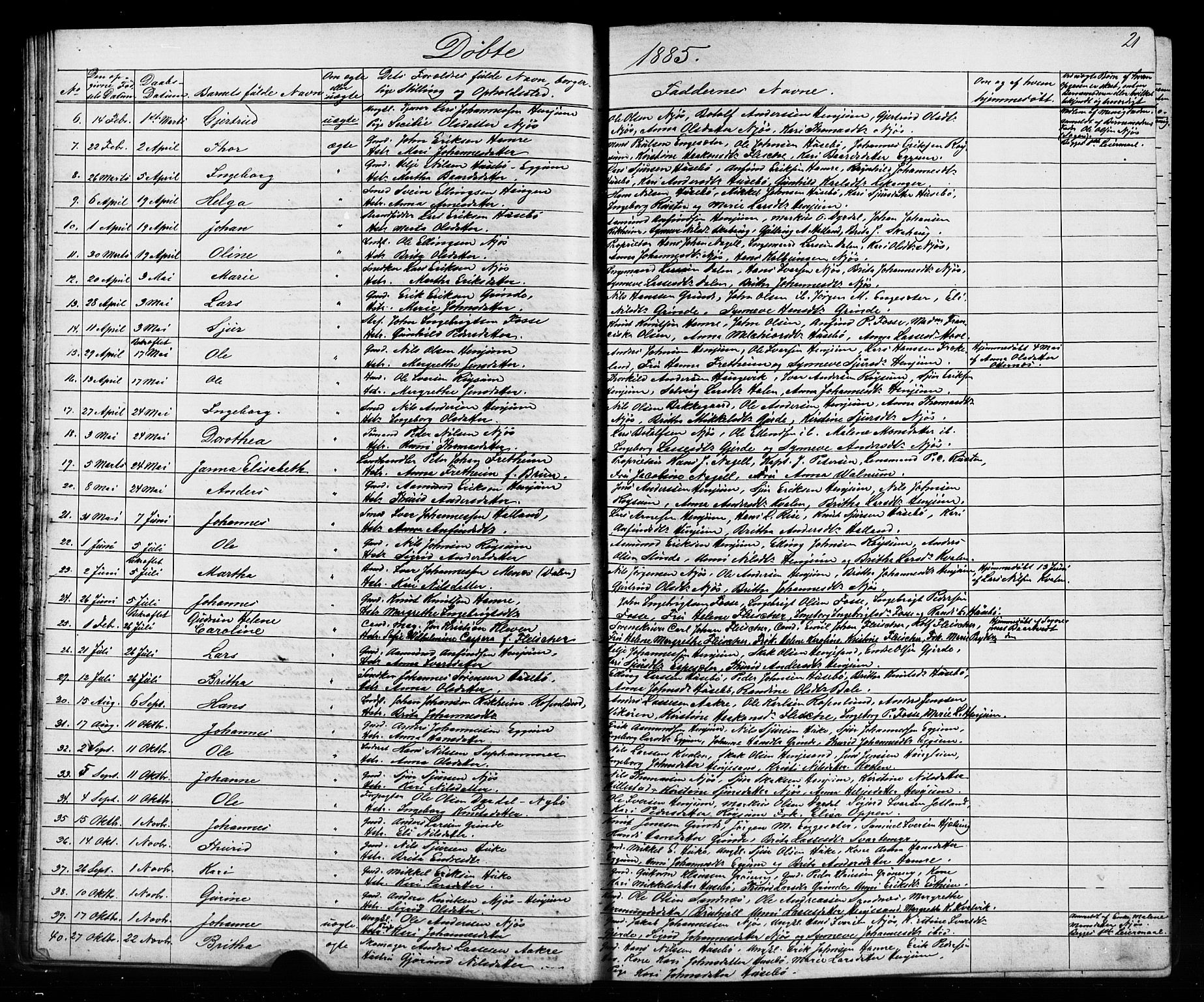 Leikanger sokneprestembete, SAB/A-81001: Parish register (copy) no. A 1, 1873-1916, p. 21