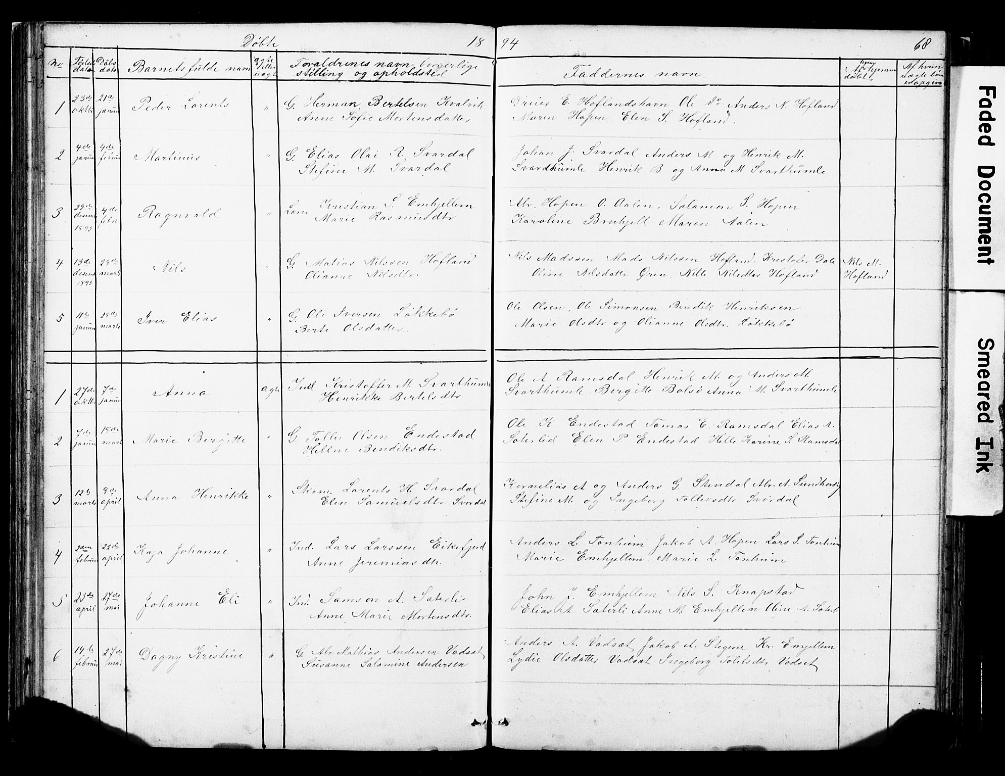 Kinn sokneprestembete, AV/SAB-A-80801/H/Hab/Habe/L0001: Parish register (copy) no. E 1, 1864-1899, p. 68