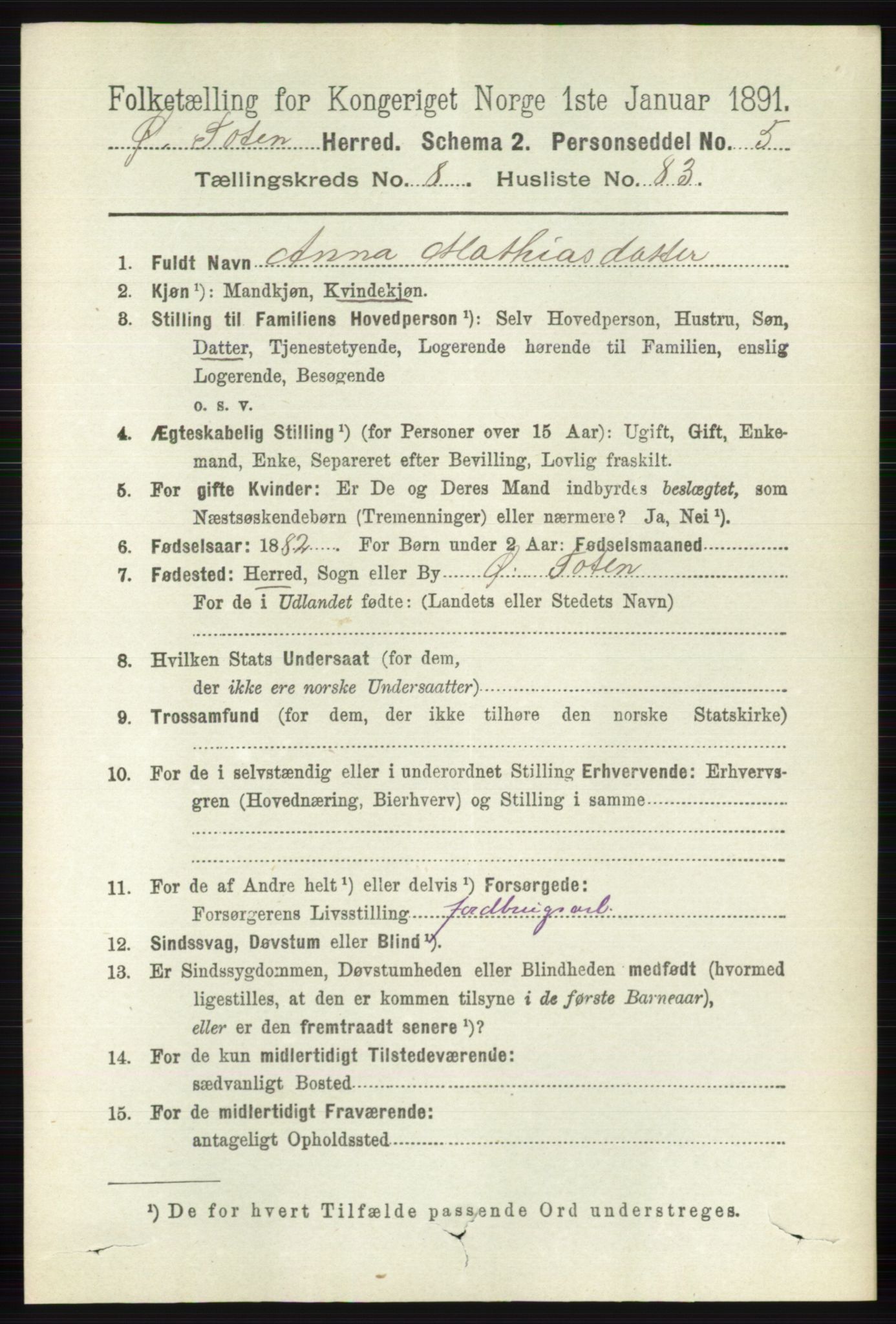 RA, 1891 census for 0528 Østre Toten, 1891, p. 5521