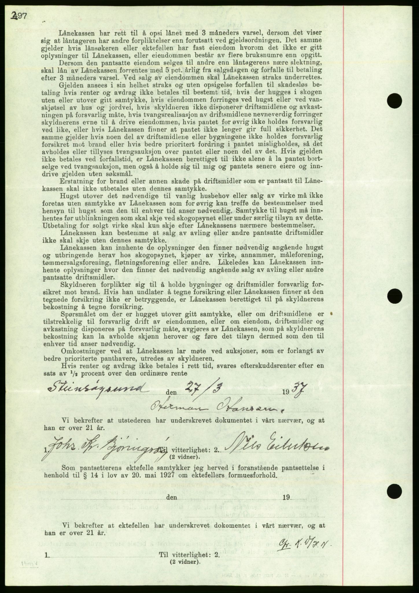 Nordmøre sorenskriveri, AV/SAT-A-4132/1/2/2Ca/L0091: Mortgage book no. B81, 1937-1937, Diary no: : 1014/1937