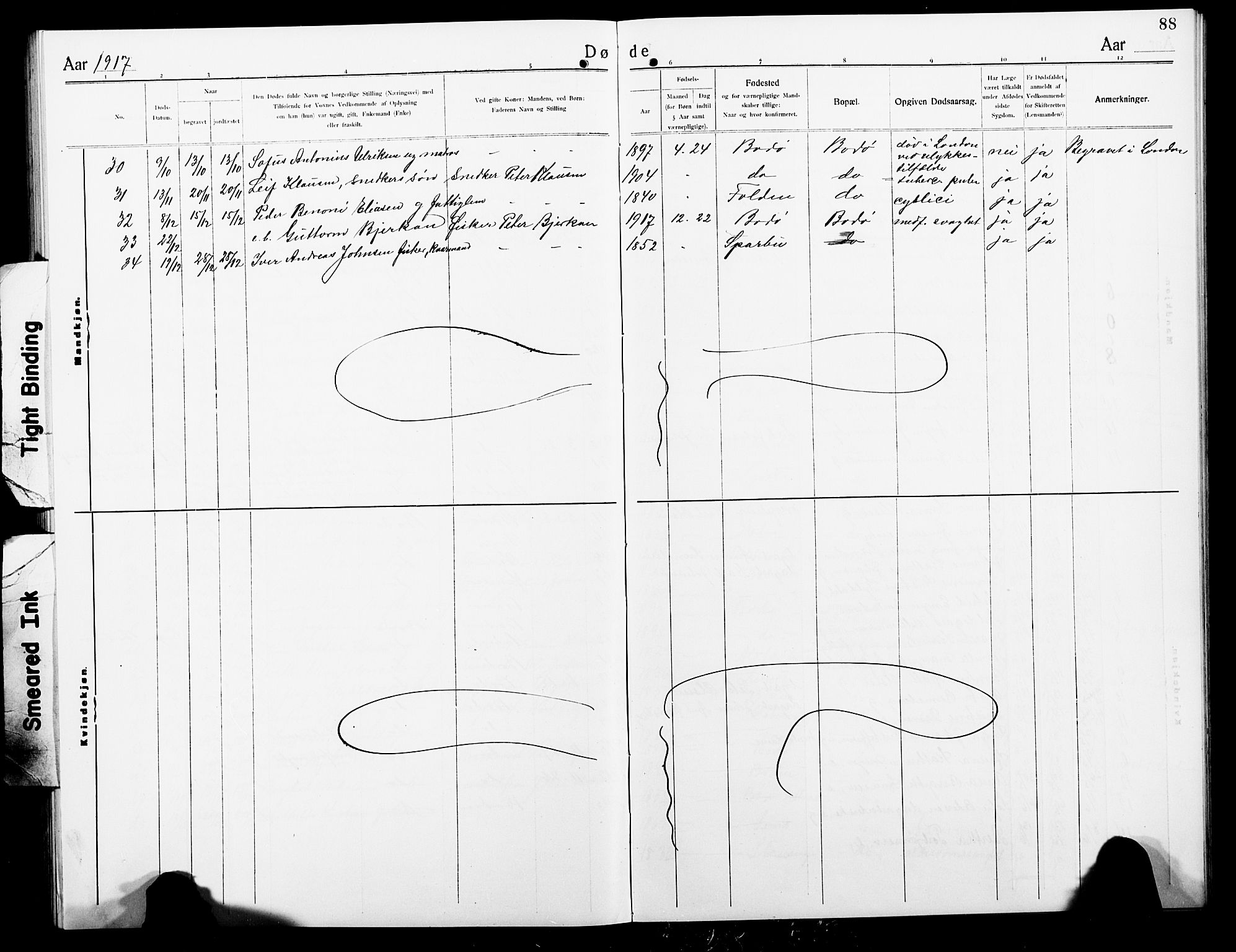 Ministerialprotokoller, klokkerbøker og fødselsregistre - Nordland, AV/SAT-A-1459/801/L0035: Parish register (copy) no. 801C10, 1910-1923, p. 88