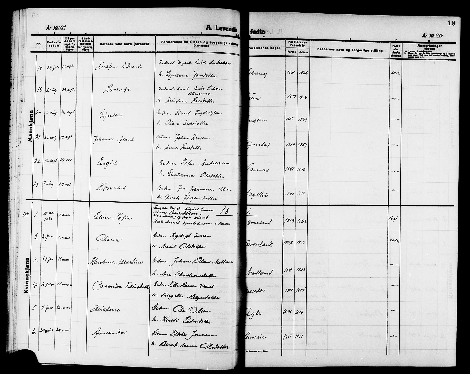 Ministerialprotokoller, klokkerbøker og fødselsregistre - Nord-Trøndelag, SAT/A-1458/749/L0487: Parish register (official) no. 749D03, 1887-1902, p. 18